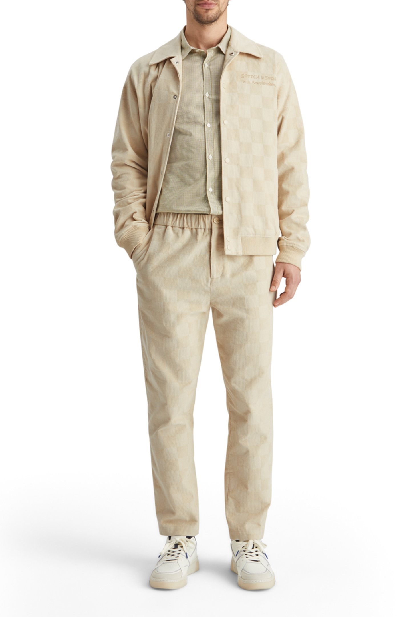 FAVE - CHECK-PATTERNED CORDUROY JOGGER PARCHMENT 6