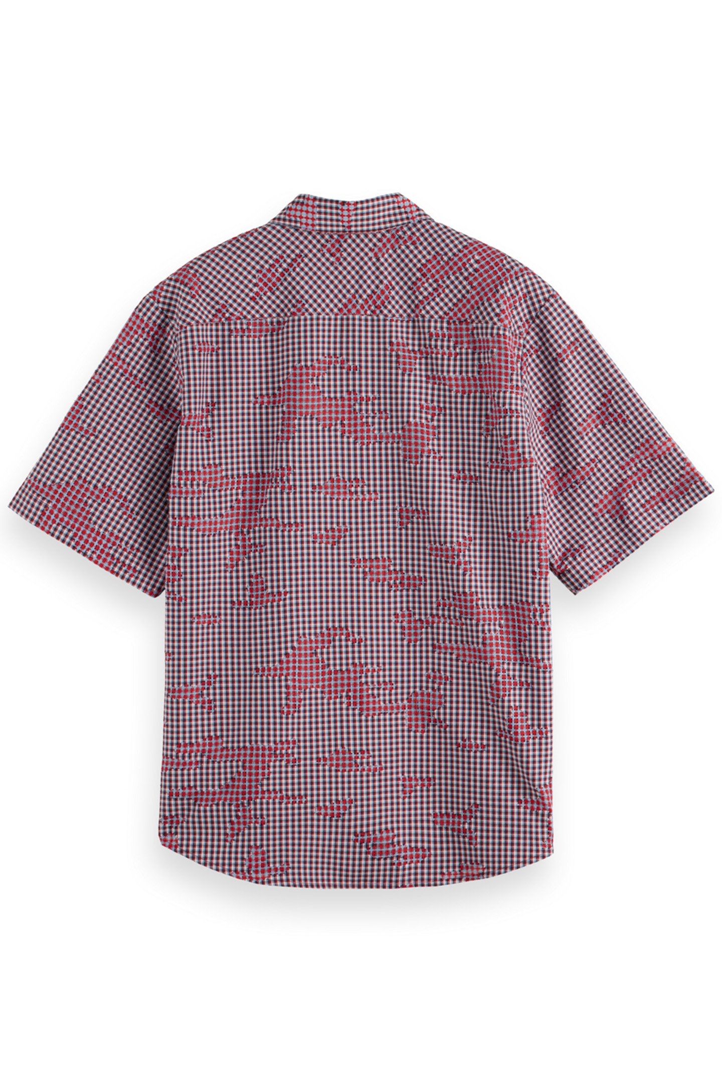 RELAXED FIT MINIMAL BURN OUT CHECK SHIRT BLUE RED CHECK 2