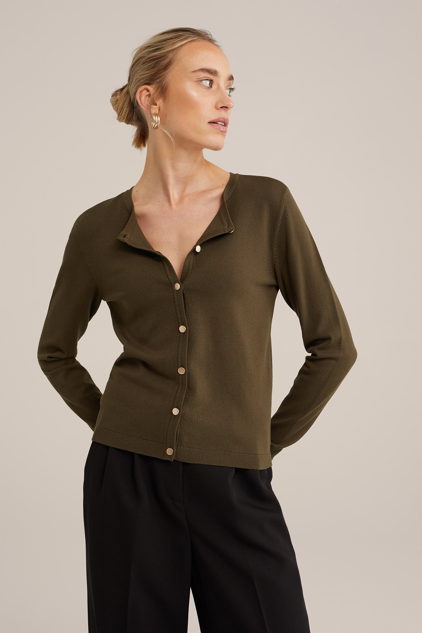 KNITTED CARDIGAN ARMY GREEN 1