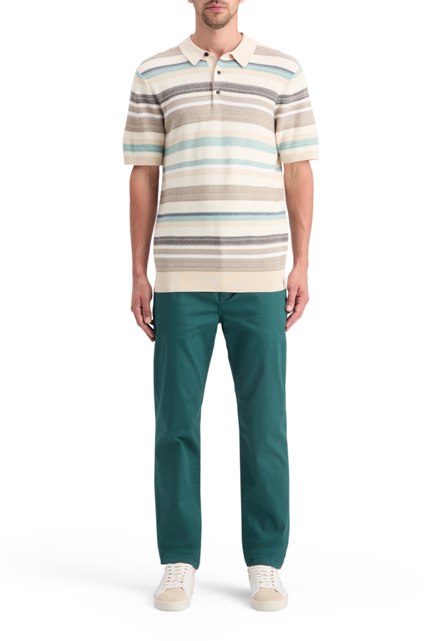 STRUCTURED KNITTED POLO MULTI STRIPE 3