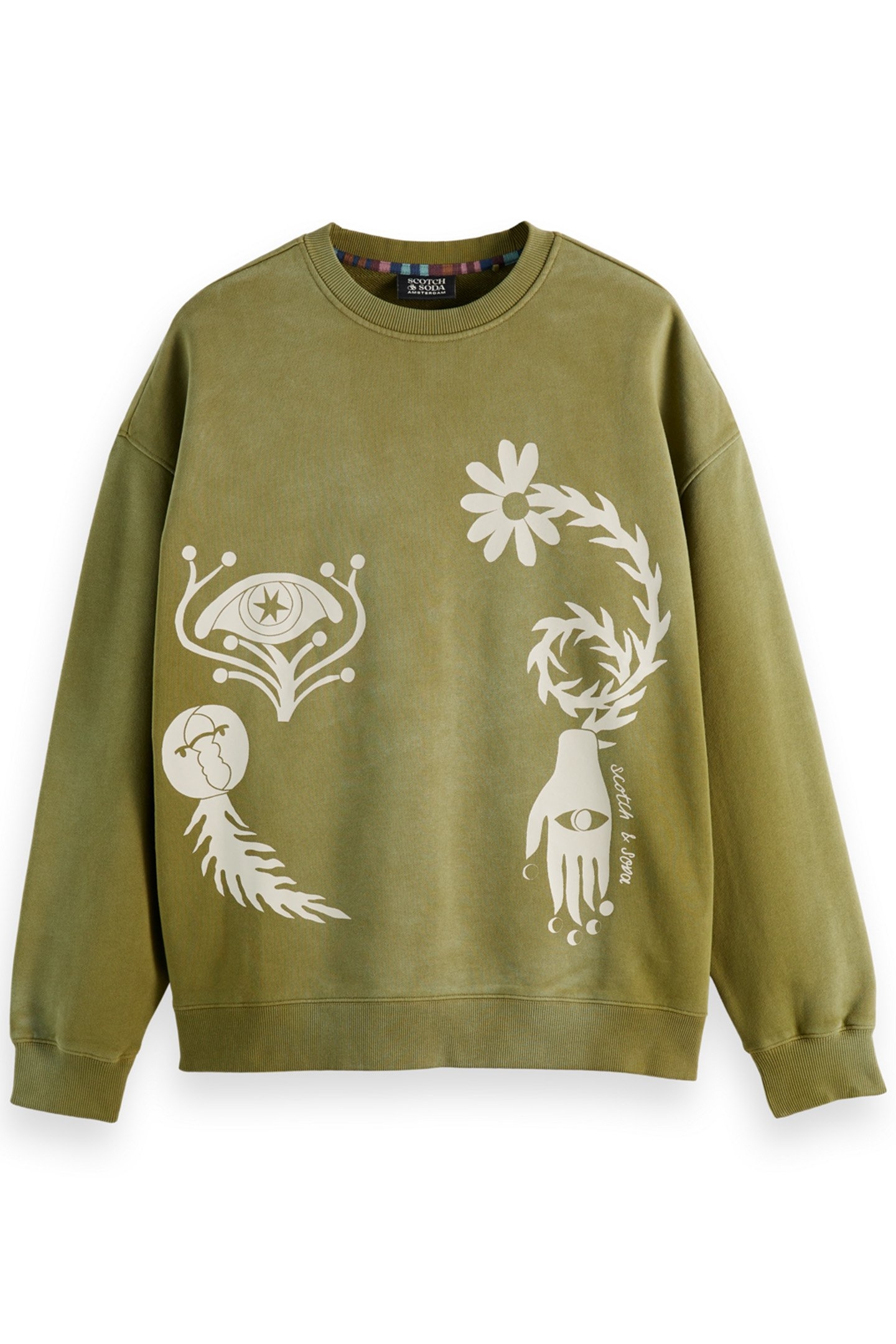 GARMENT DYED ARTWORK SWEATSHIRT MOSS GREEN 4