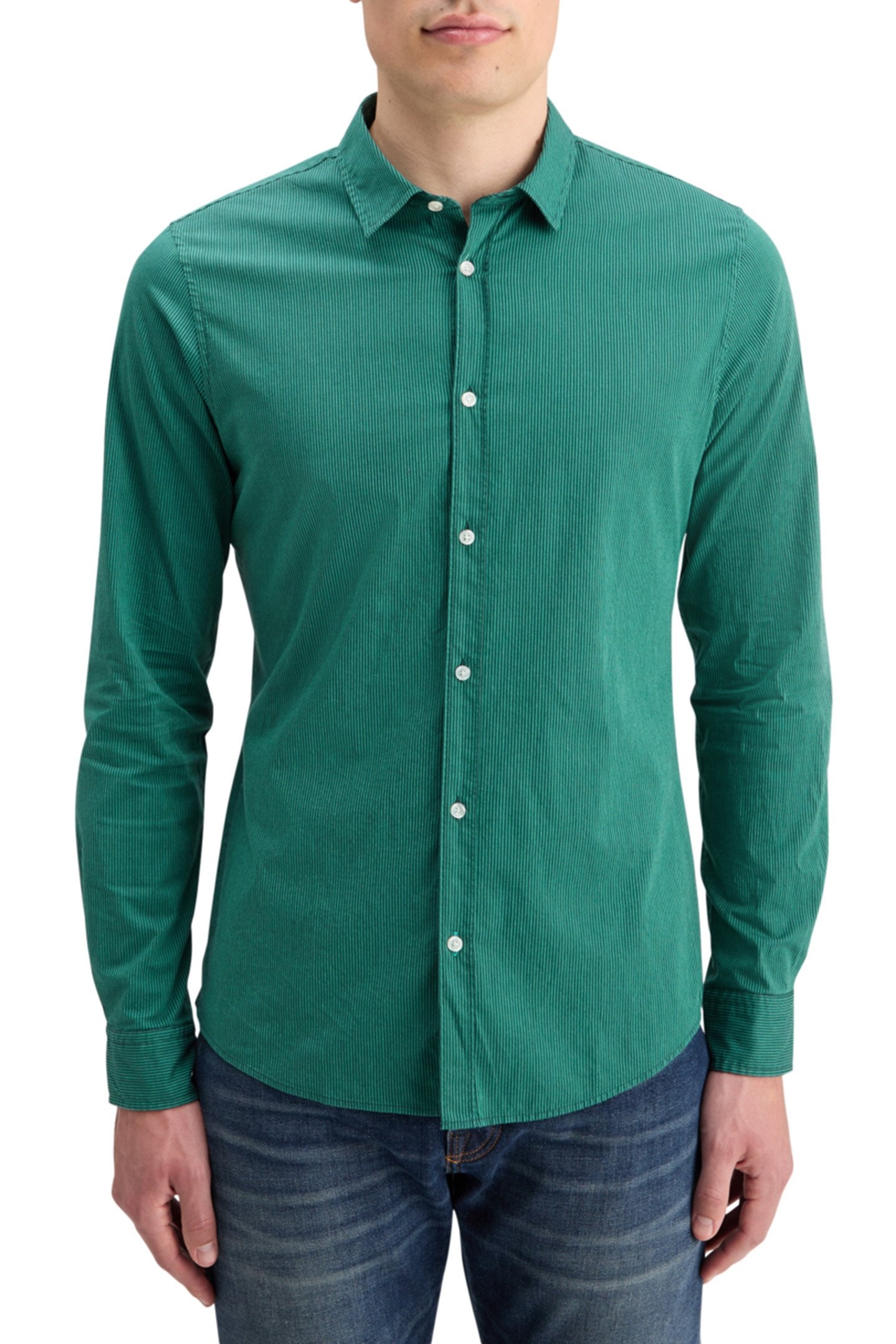 ESSENTIAL POPLIN STRIPE GREEN STRIPE 1