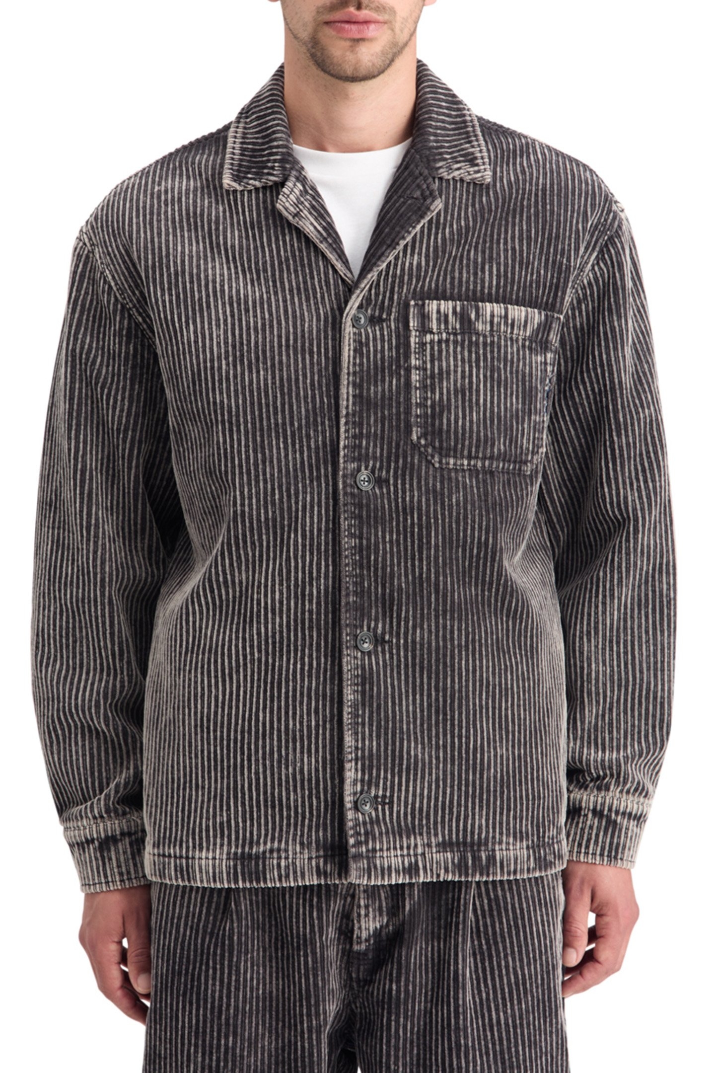 WASHED CORDUROY JACKET WITH DETACHABLE INNER GILET BLACK 1