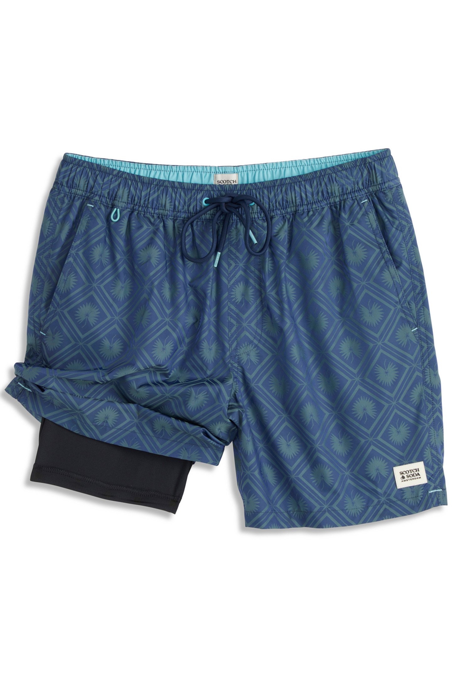 DIAMOND PATTERNED SWIM TRUNK DARK OBSIDIAN 3