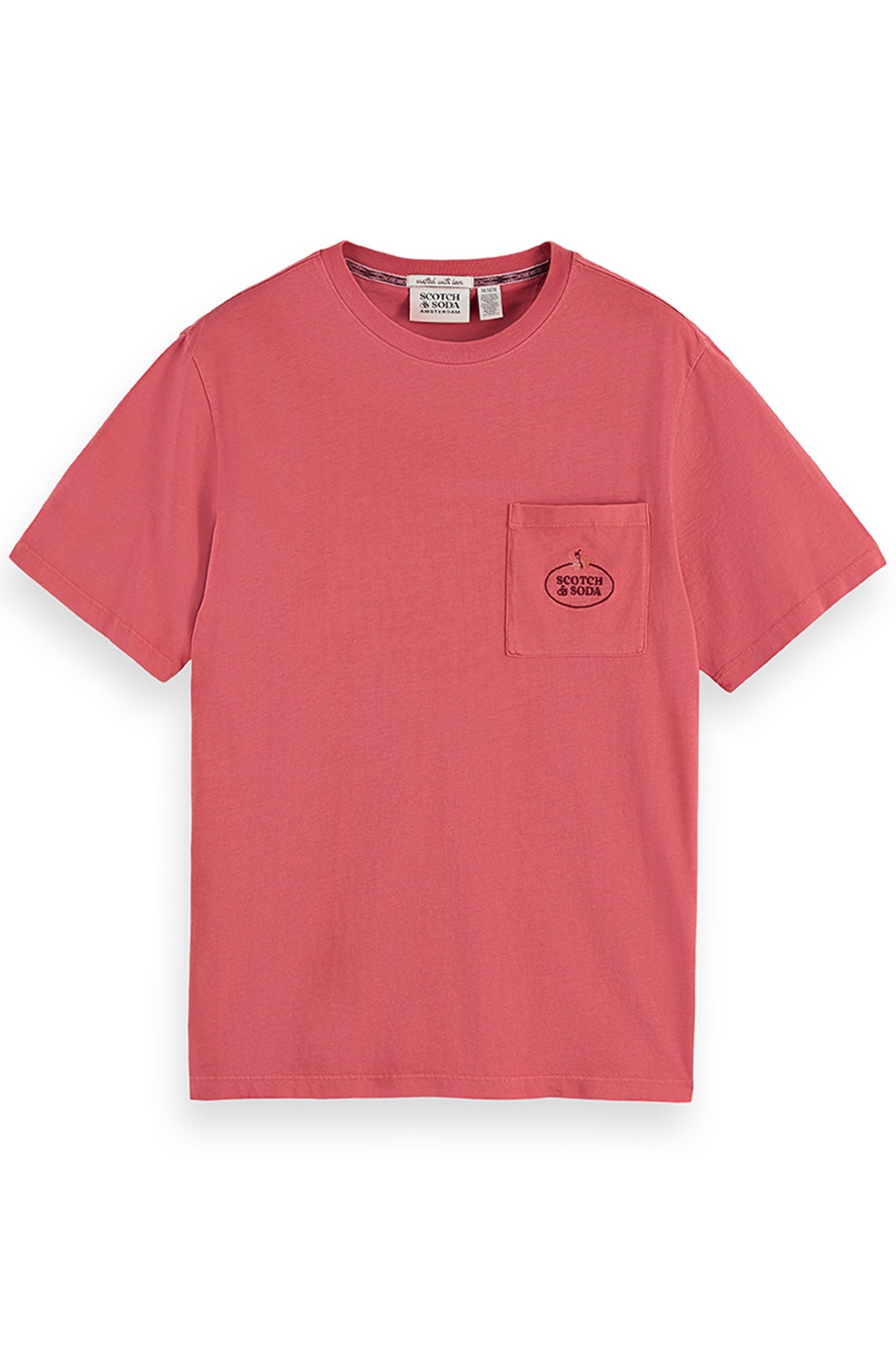 GARMENT DYED SS POCKET TEE LT PASTEL RED 1