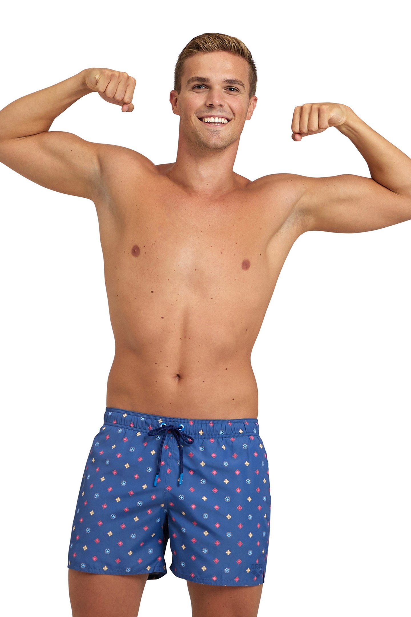 MEN'S BEACH SHORT ALLOVER GREY BLUE MICROFLOWERS MU 1