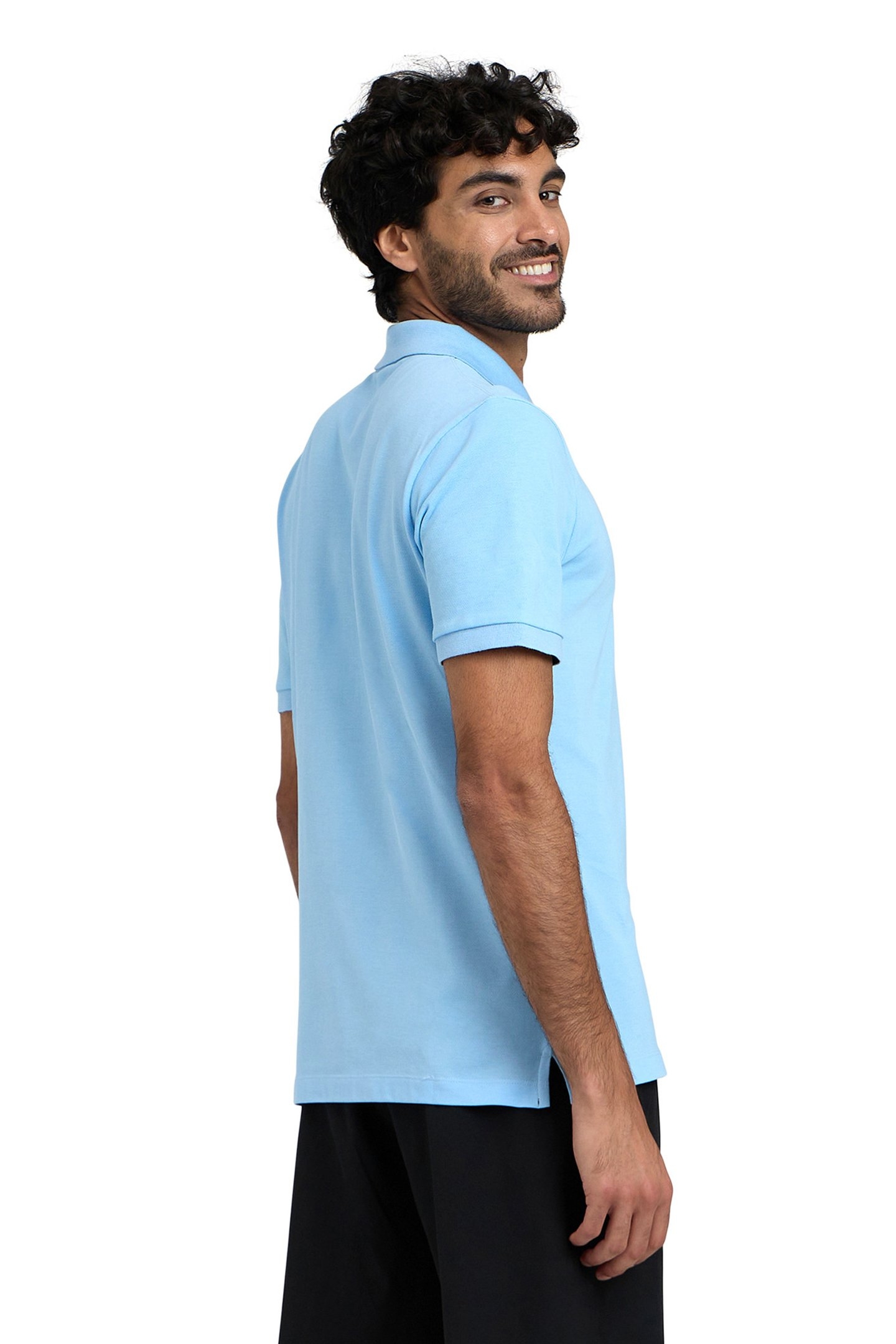 MEN'S POLOSHIRT SOLID COTTON PIQUET AQUA-NAVY 2