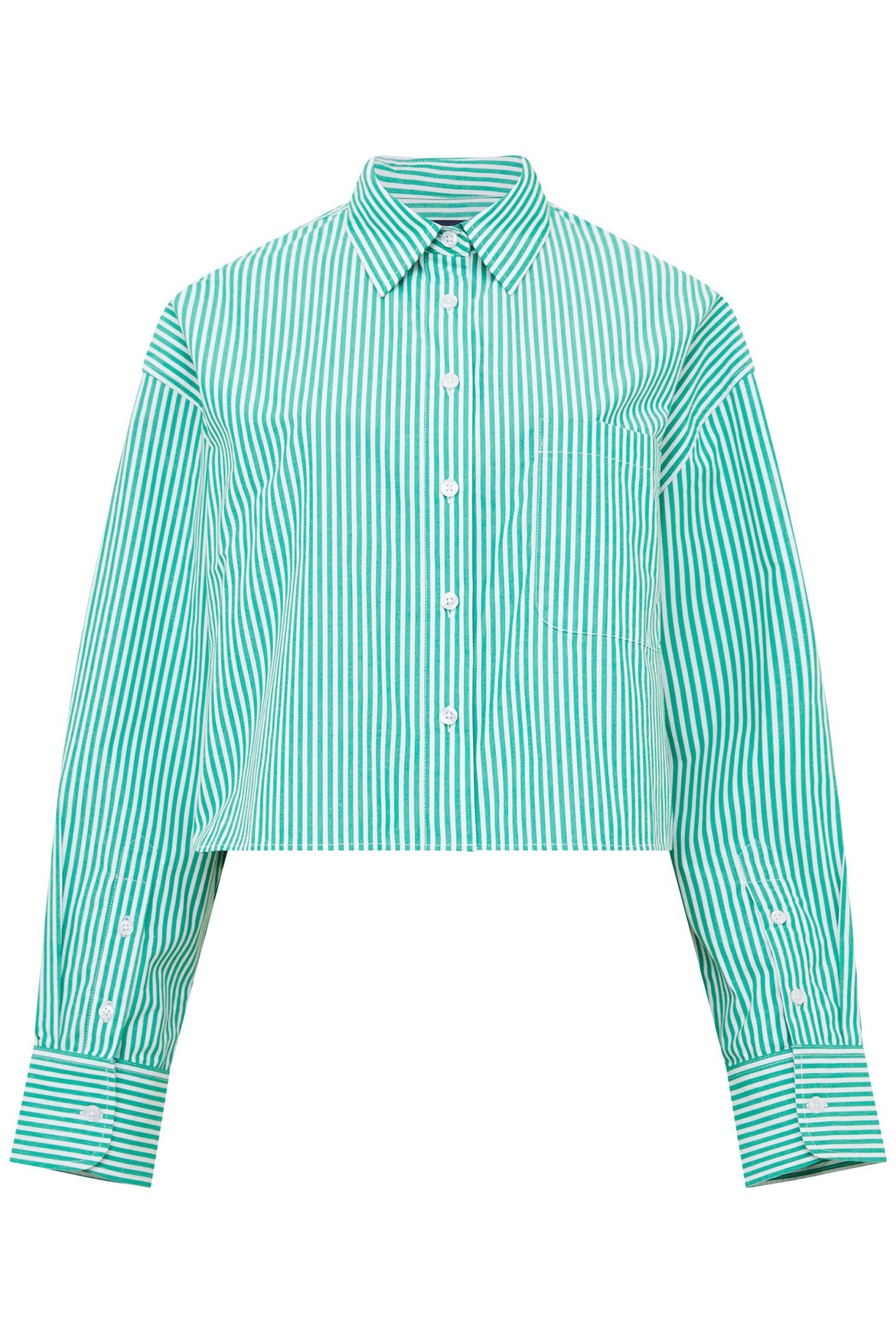 ALISSA STRIPE CROPPED SHIRT JELLY BEAN/WHITE 1