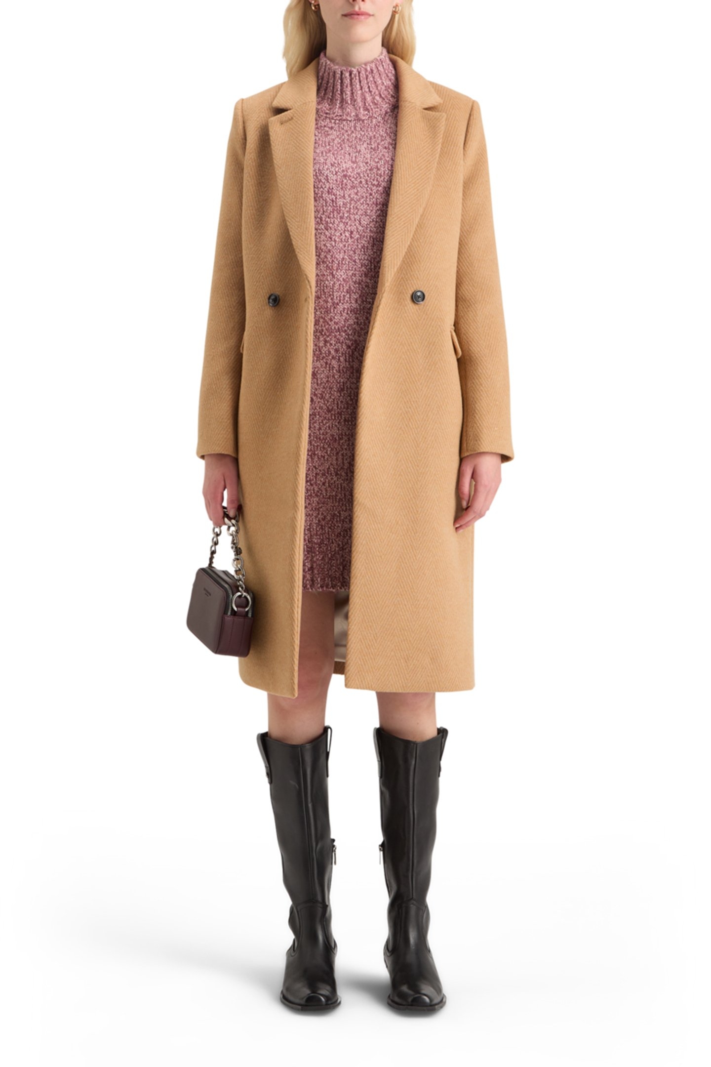 CHUNKY KNITTED MINI DRESS BERRY MELANGE 6