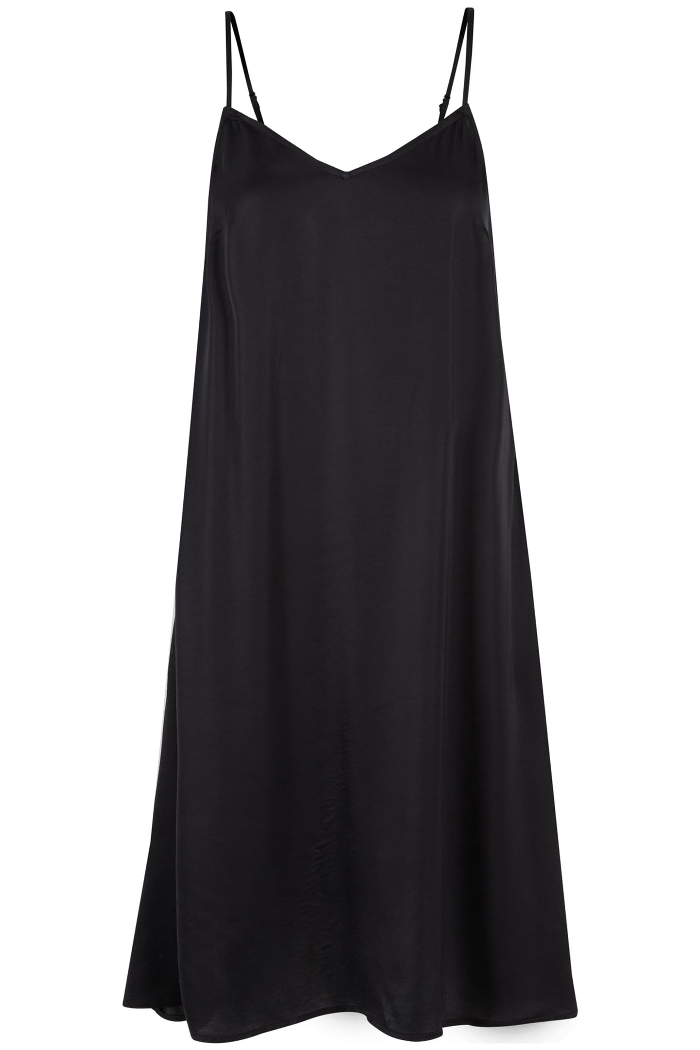 LADIES VISCOSE SATIN SLIP DRESS BLACK 1