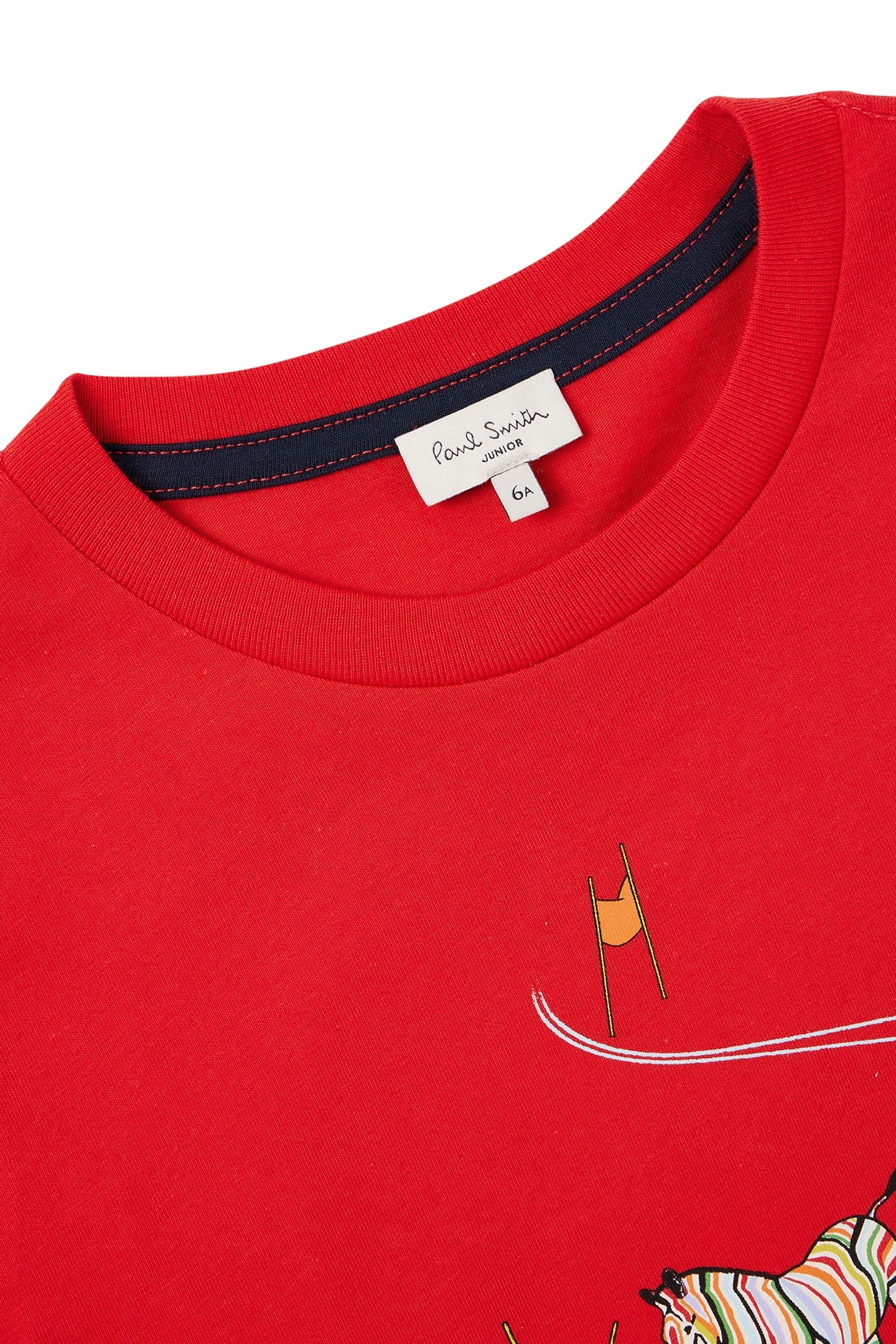 DOUGA SKIING ZEBRA ORG. BOYS TSHIRT RED 2