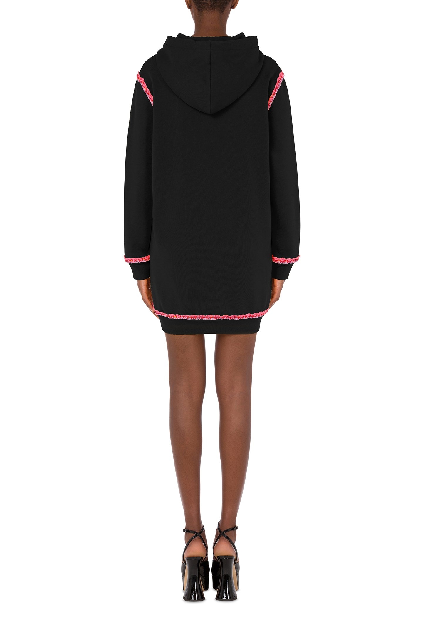 CROCHET DETAILS ORGANIC FLEECE DRESS BLACK 2