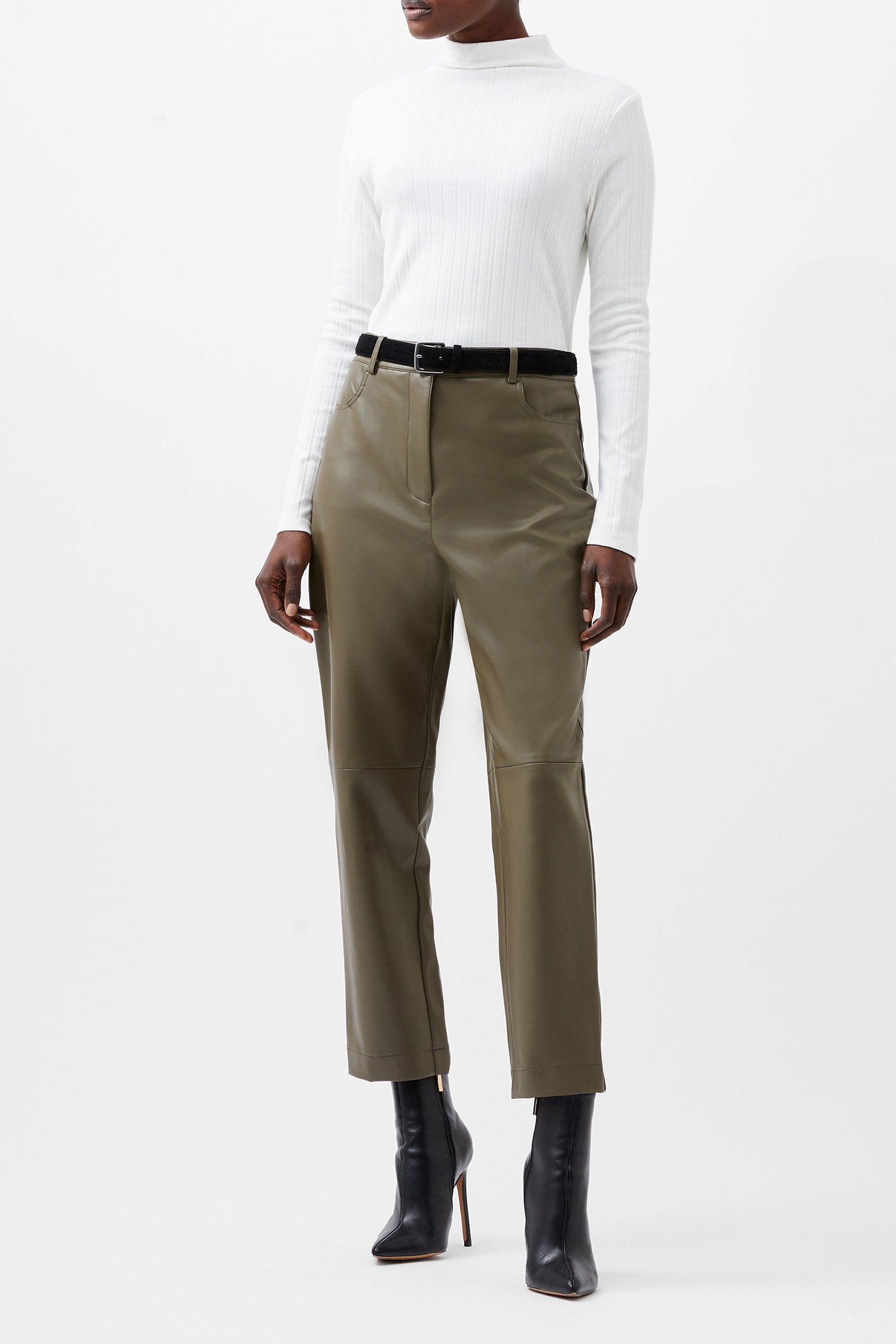 CROLENDA PU TROUSERS TARMAC KHAKI 2