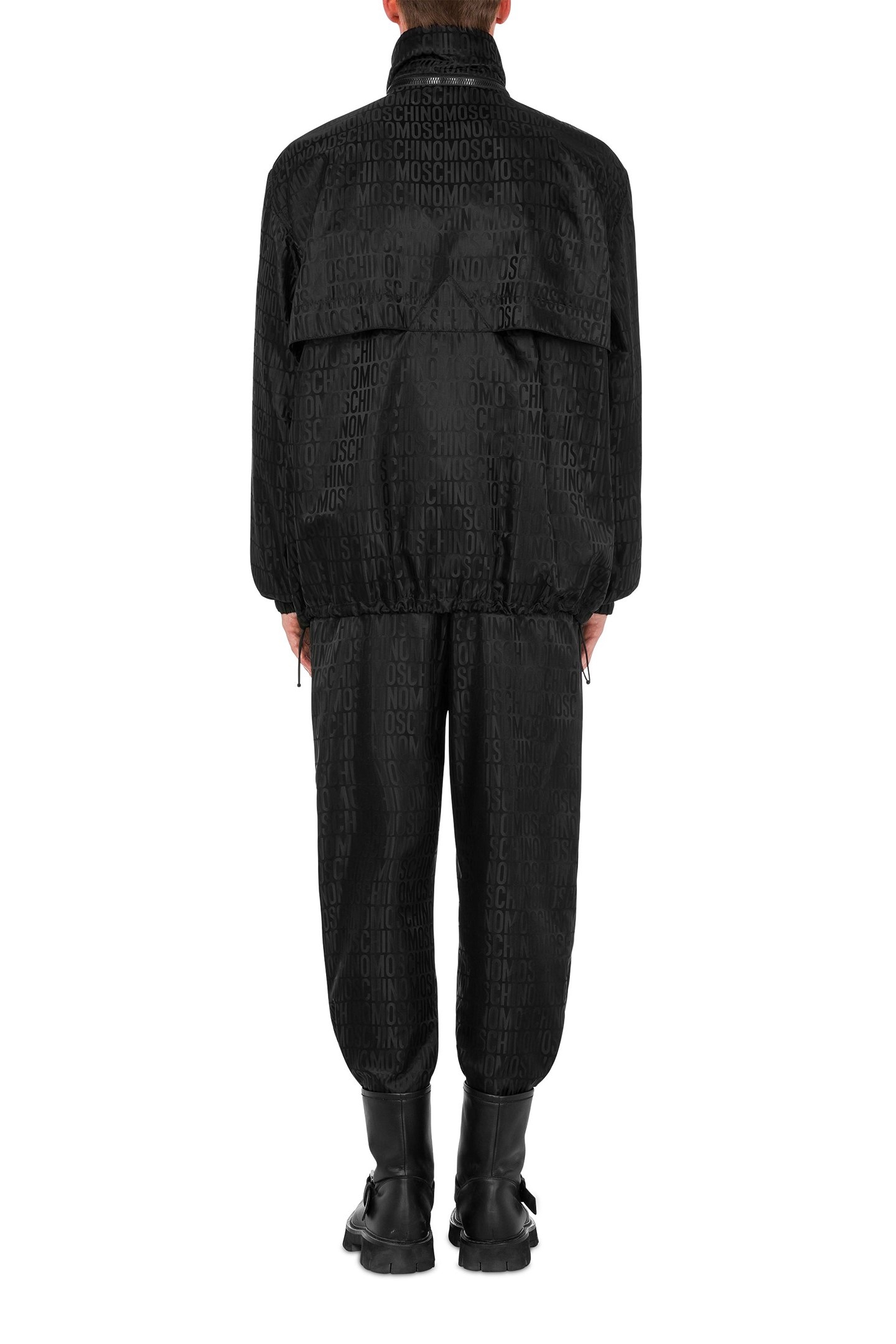 WINDBREAKER IN NYLON JACQUARD ALLOVER LOGO BLACK 2