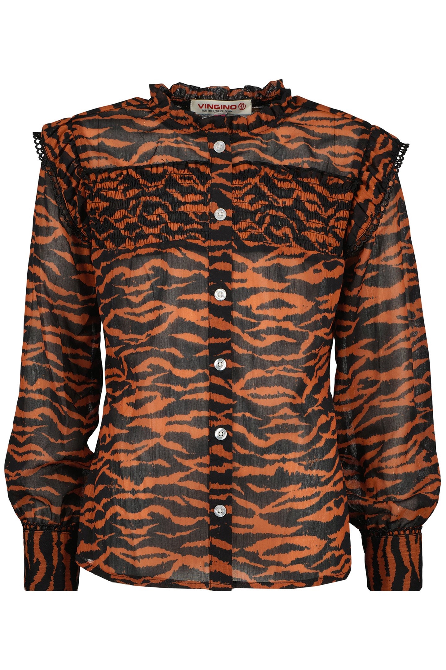 GIRL'S LORAINE BLOUSE BROWN RUST 1