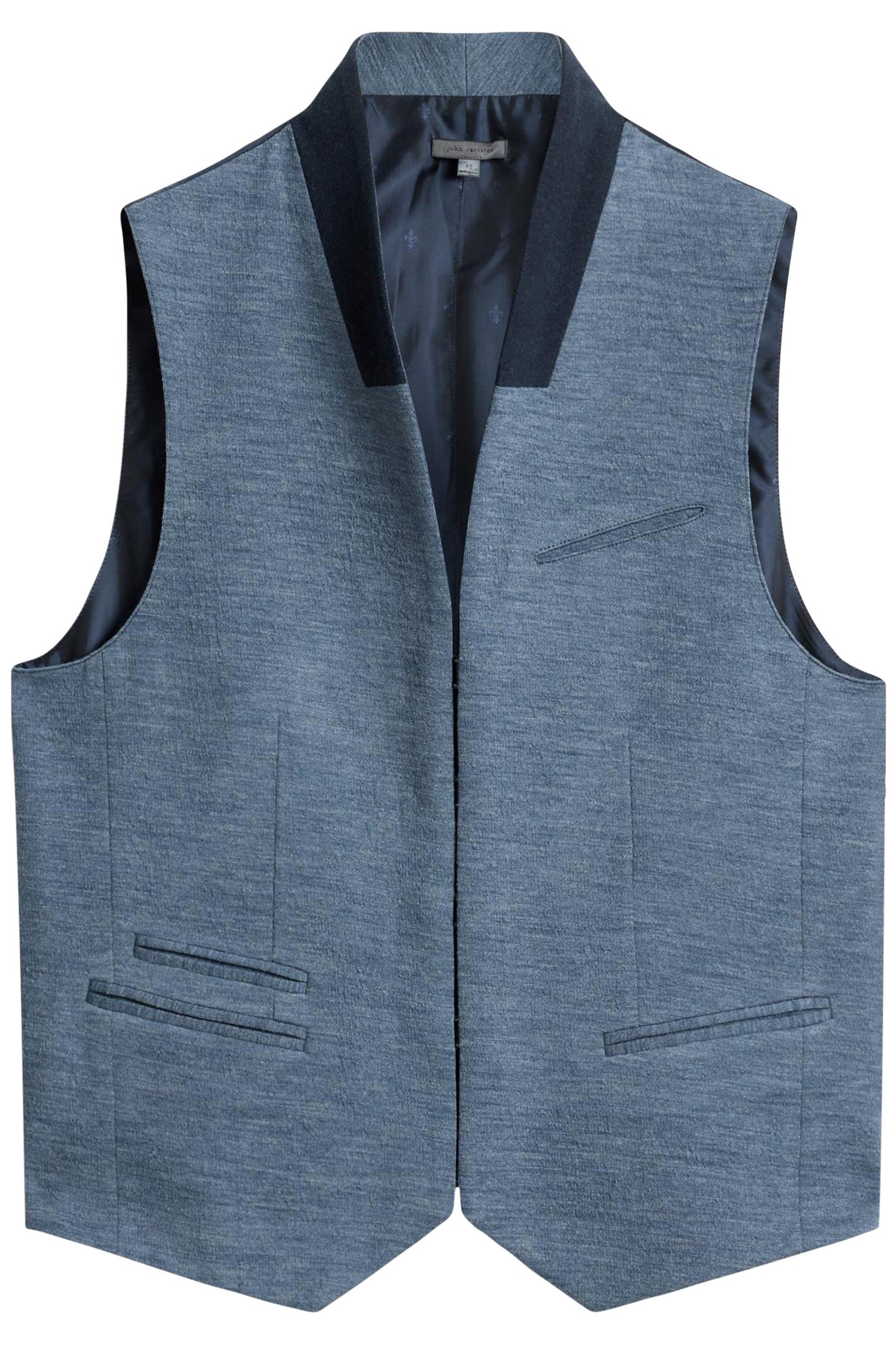 SHAWL COLLAR H B CLOSURE VEST RAIN BLUE 2