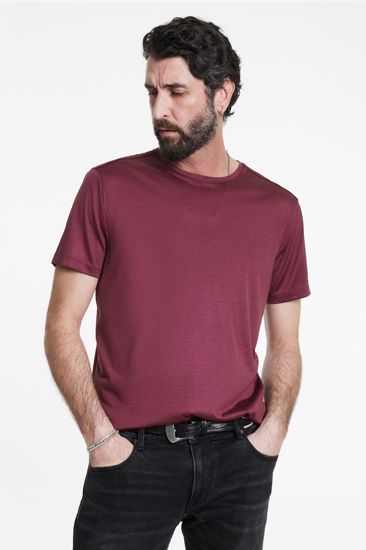 AMATO REGULAR FIT SS CREW PLUM 1