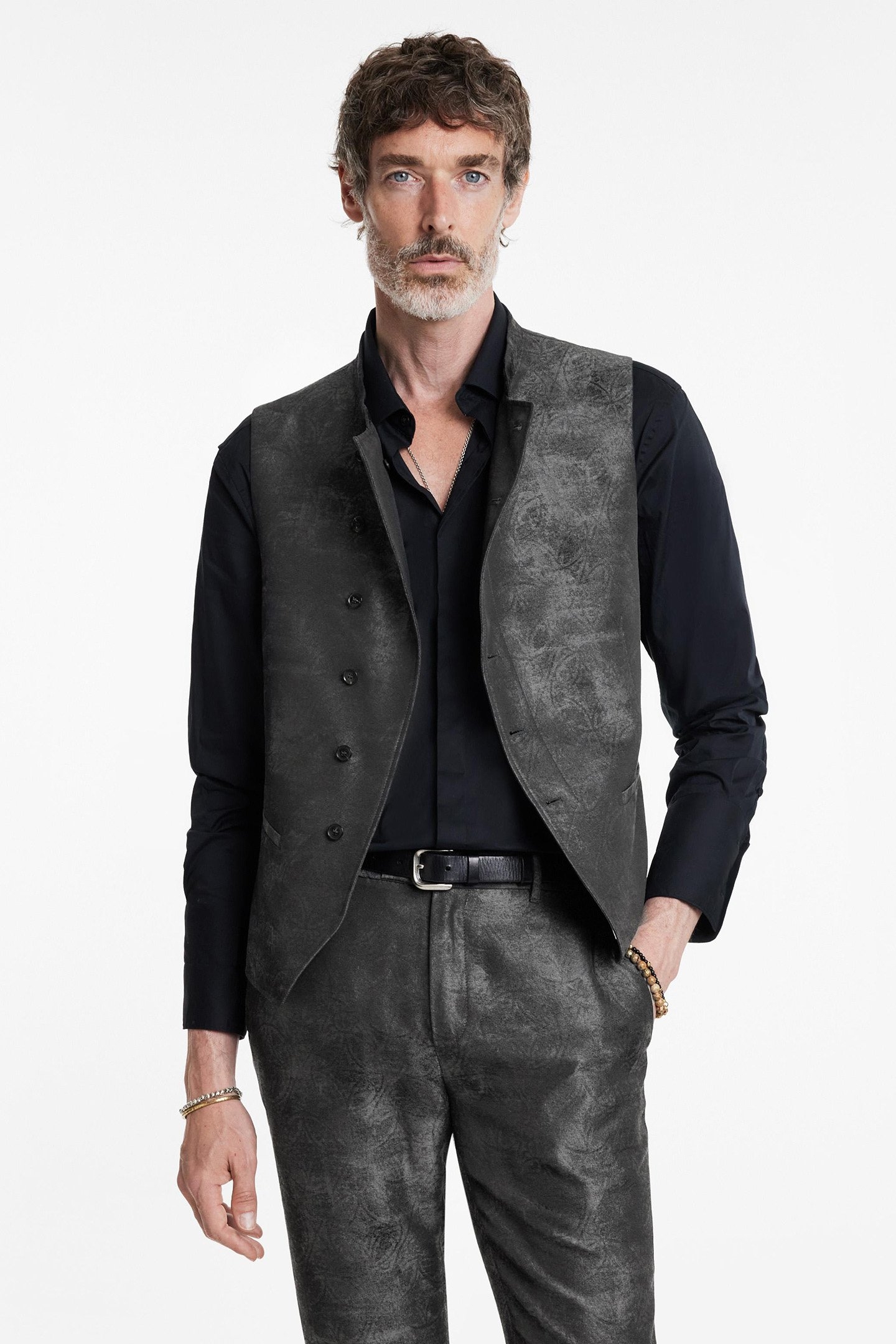 BEACON VEST - SLIM FIT ASYMMETRIC BUTTON ECLIPSE HTHR 1