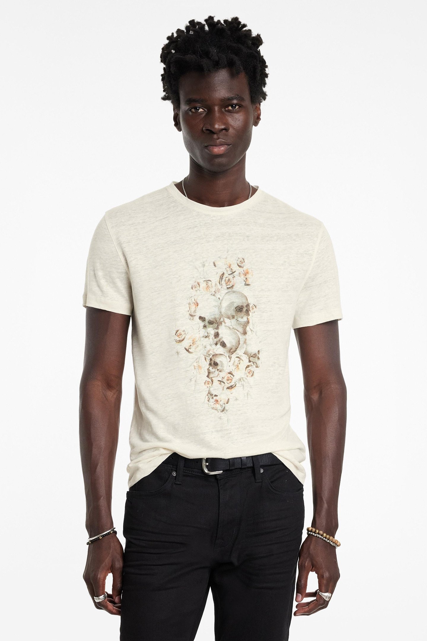 SS CREW TEE - FLORAL SKULL SALT 1