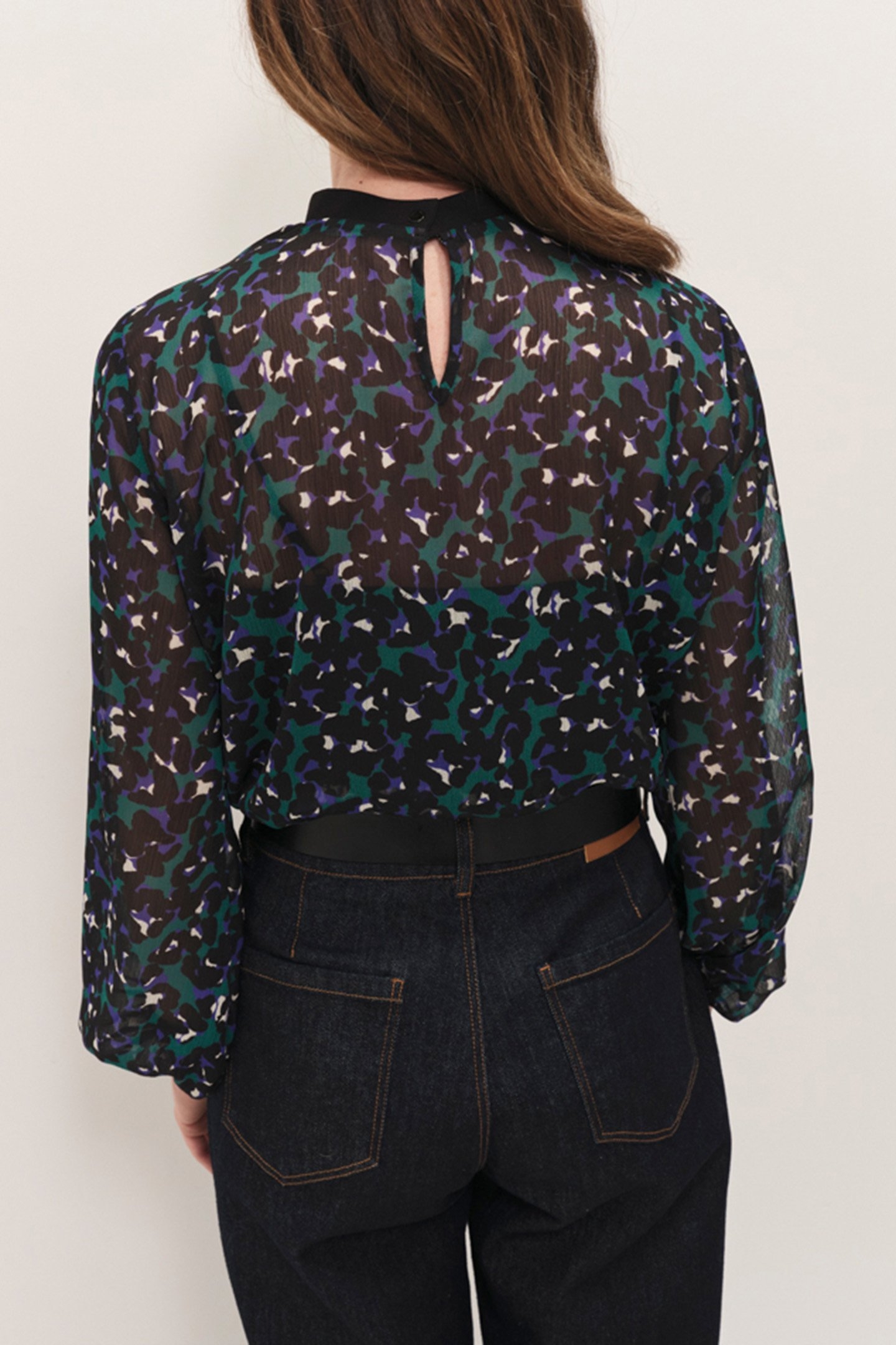 CAXIE - EVERGREEN BLOUSE WITH TACHIST PRINT 3