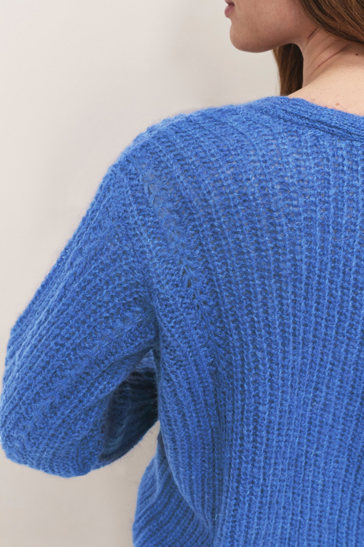 TIM - CELESTE BLUE KNITTED DEEP V-NECK CARDIGAN 6