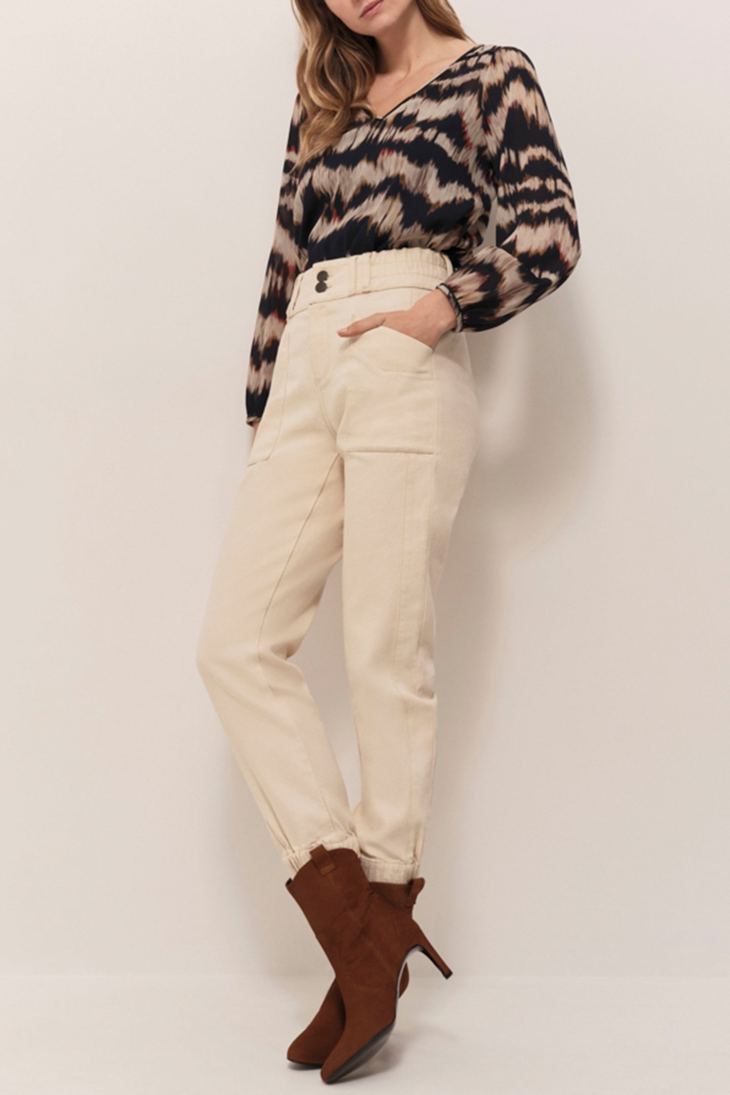 LE CALY - ECRU 7/8 BATTLE JEANS 4