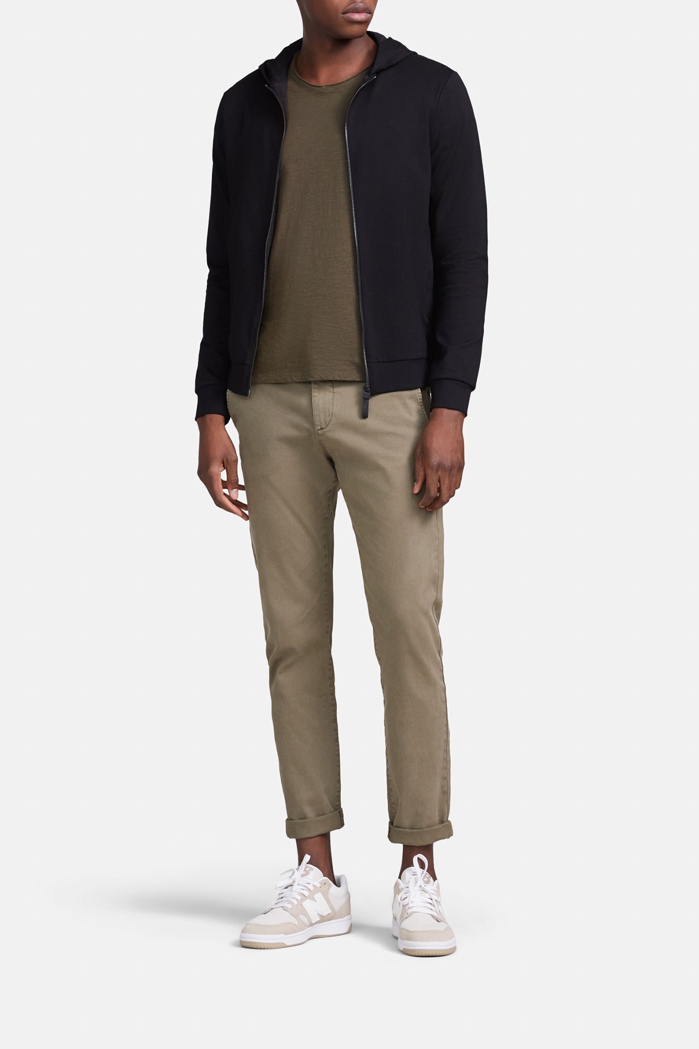 BLACK INTERLOCK ZIPPED HOODED CARDIGAN 3