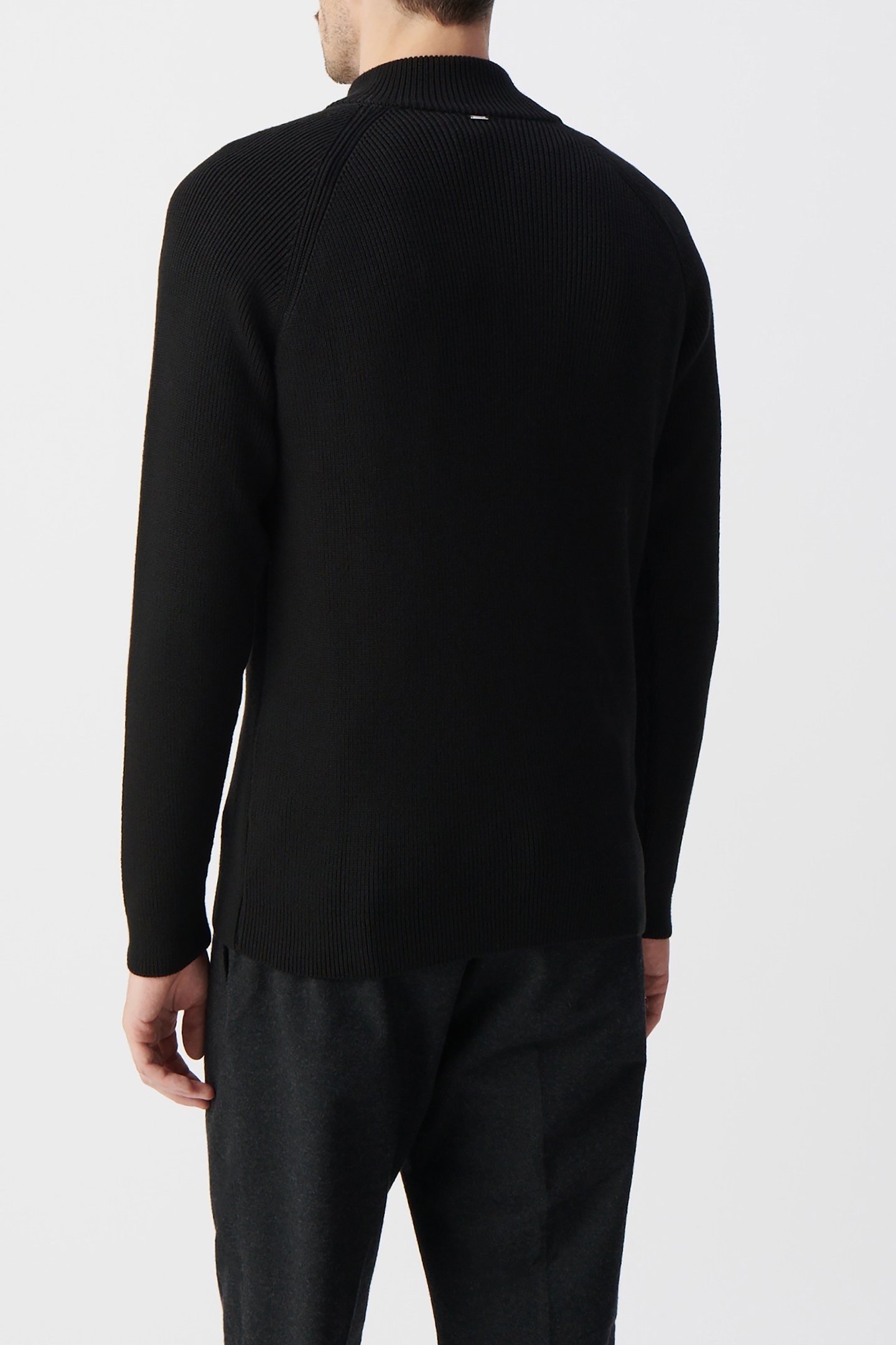 BLACK TRUCKER-NECK KNIT SWEATER 2