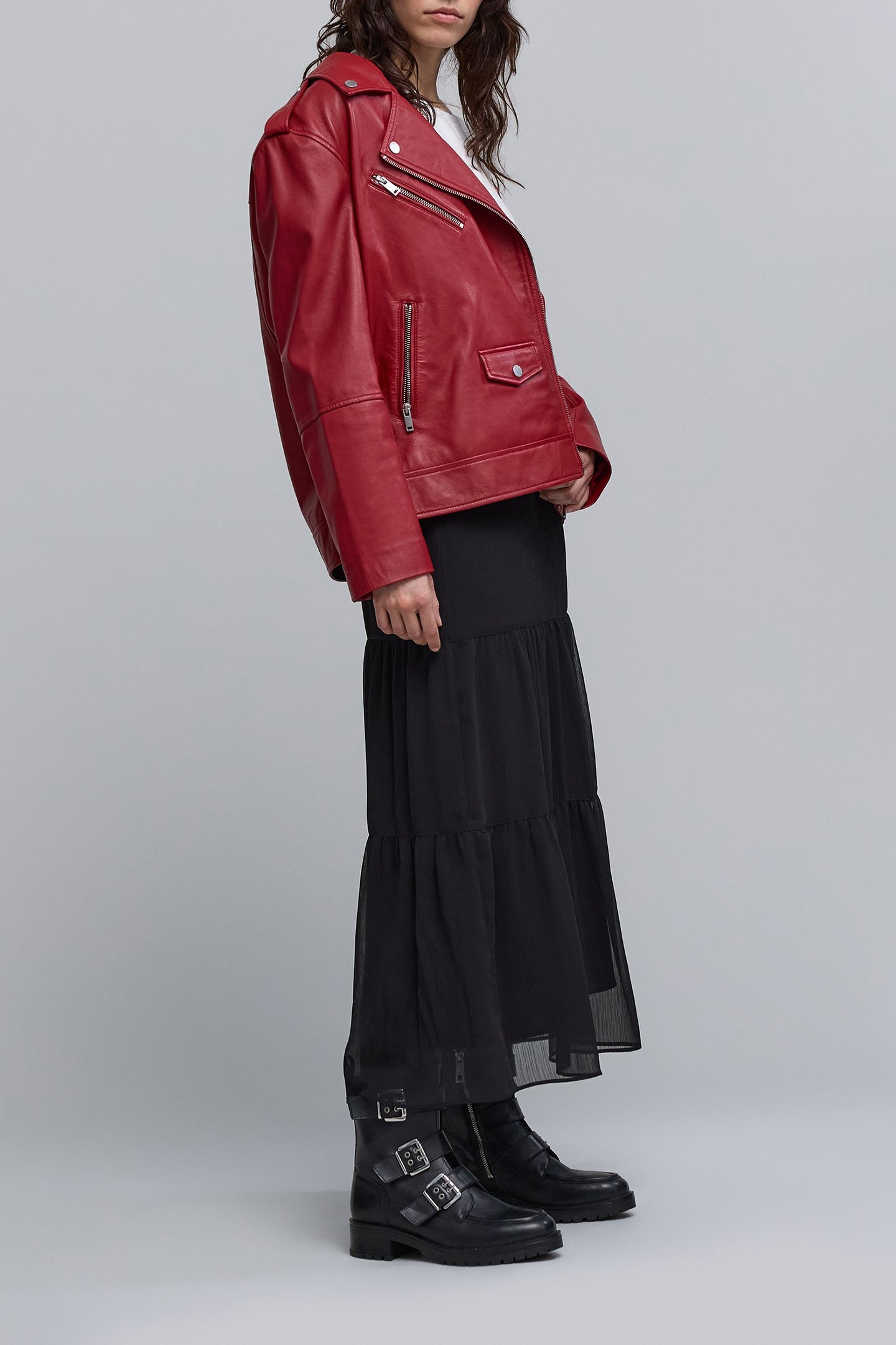 LONG BLACK CREPE VEIL SKIRT 5