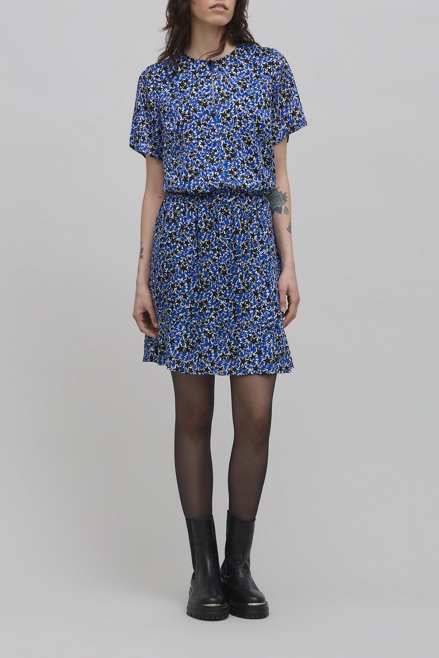 BLUE STARBURST PRINT DRESS 2