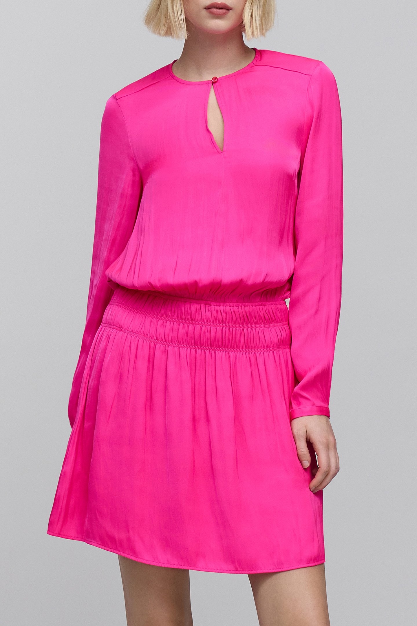 PINK CRINKLED SMOCKED DRESS 1