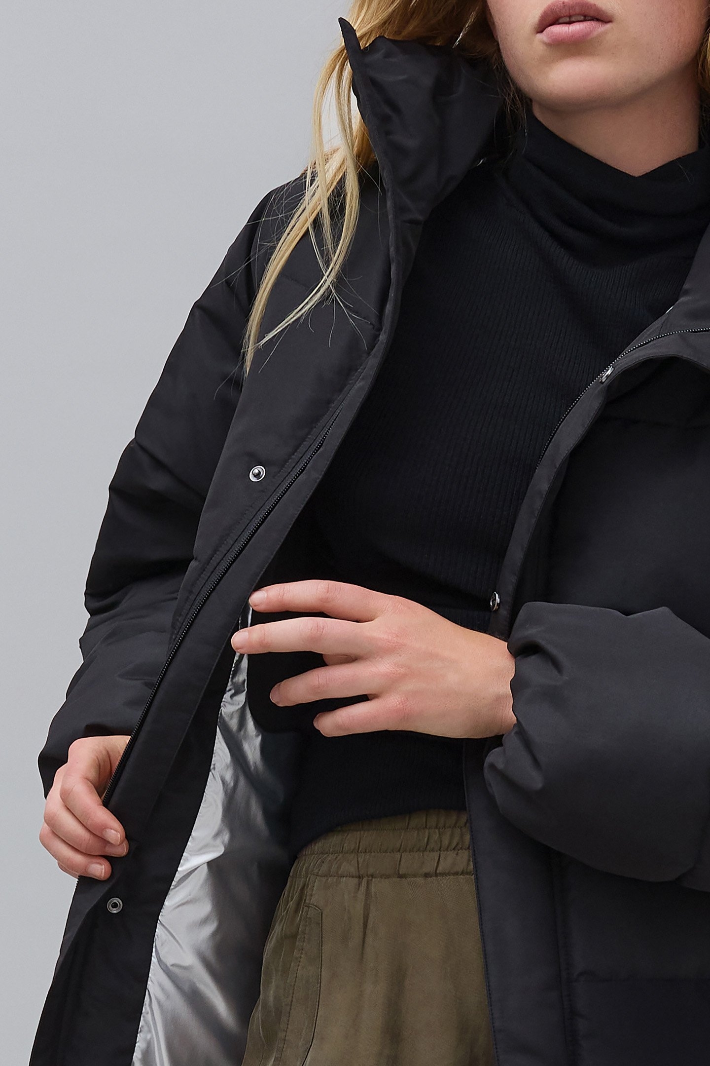 BLACK SATIN LOOSE-FIT JACKET 5