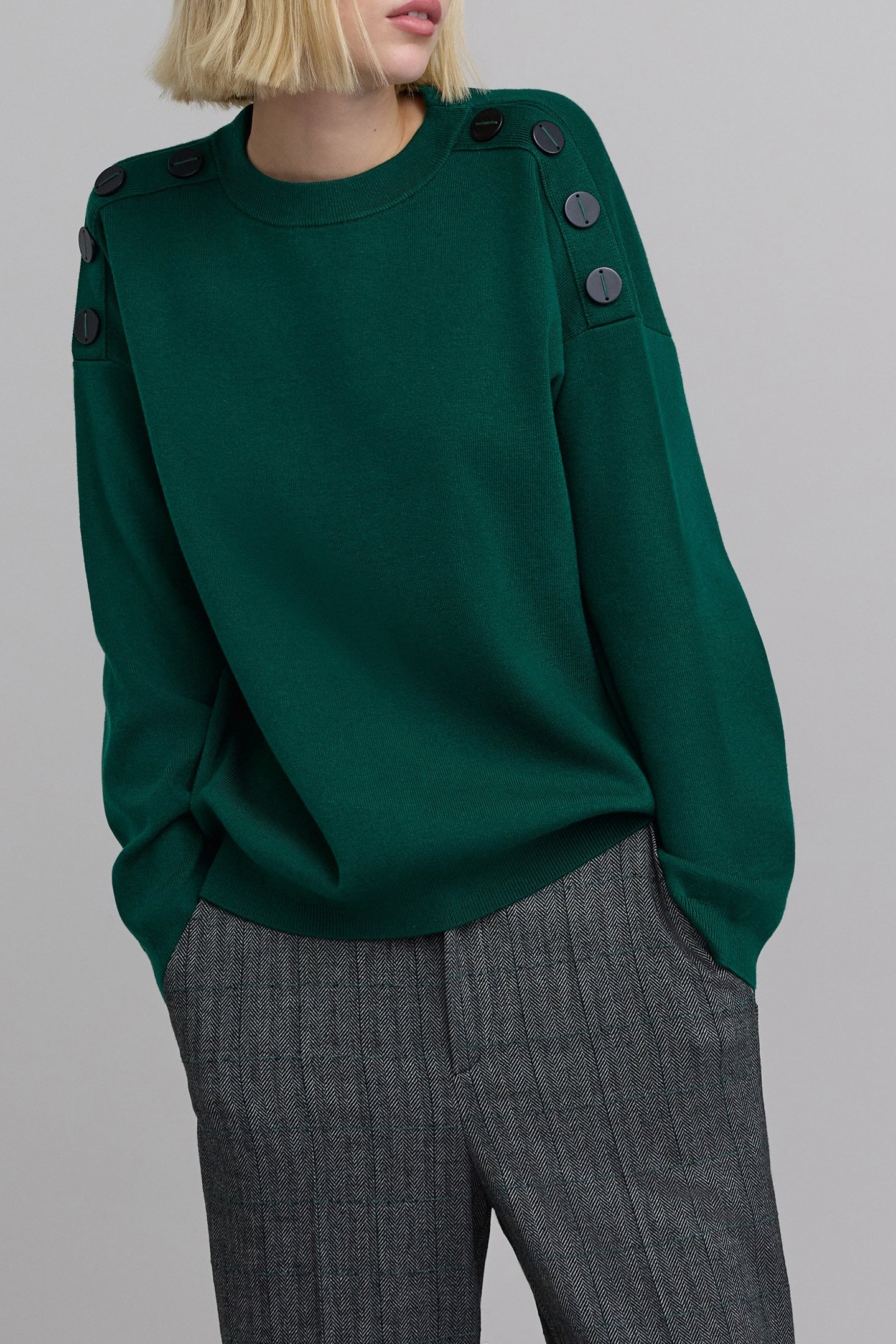 GREEN KNIT SWEATER WITH SHOULDER BUTTONS 5