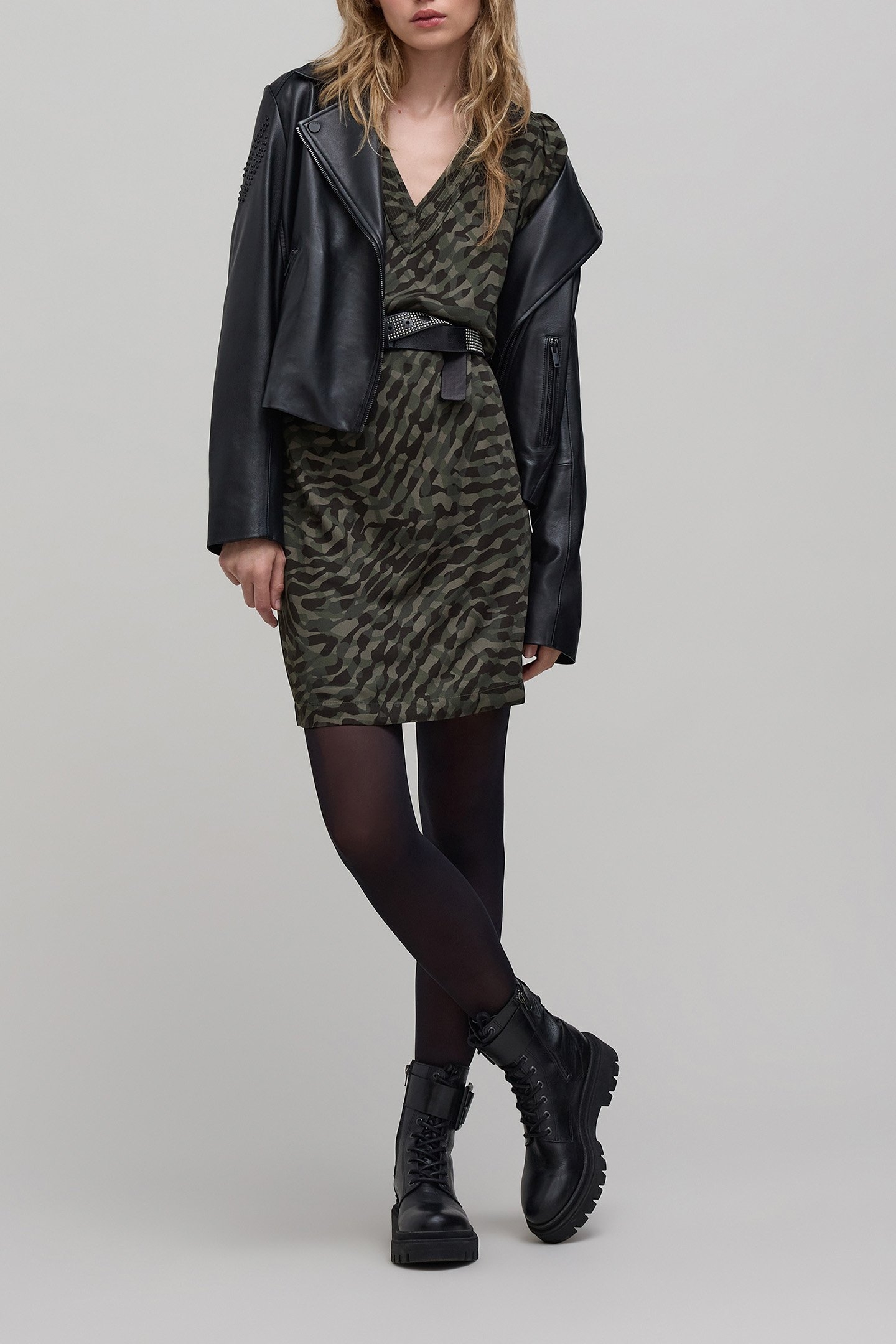 KHAKI CAMOUFLAGE PRINT DRESS 4