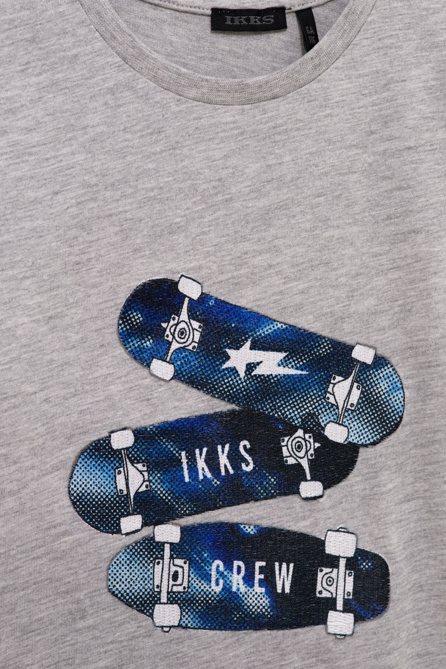 BOY'S GREY ORGANIC COTTON T-SHIRT WITH SKATEBOARD BADGES 5