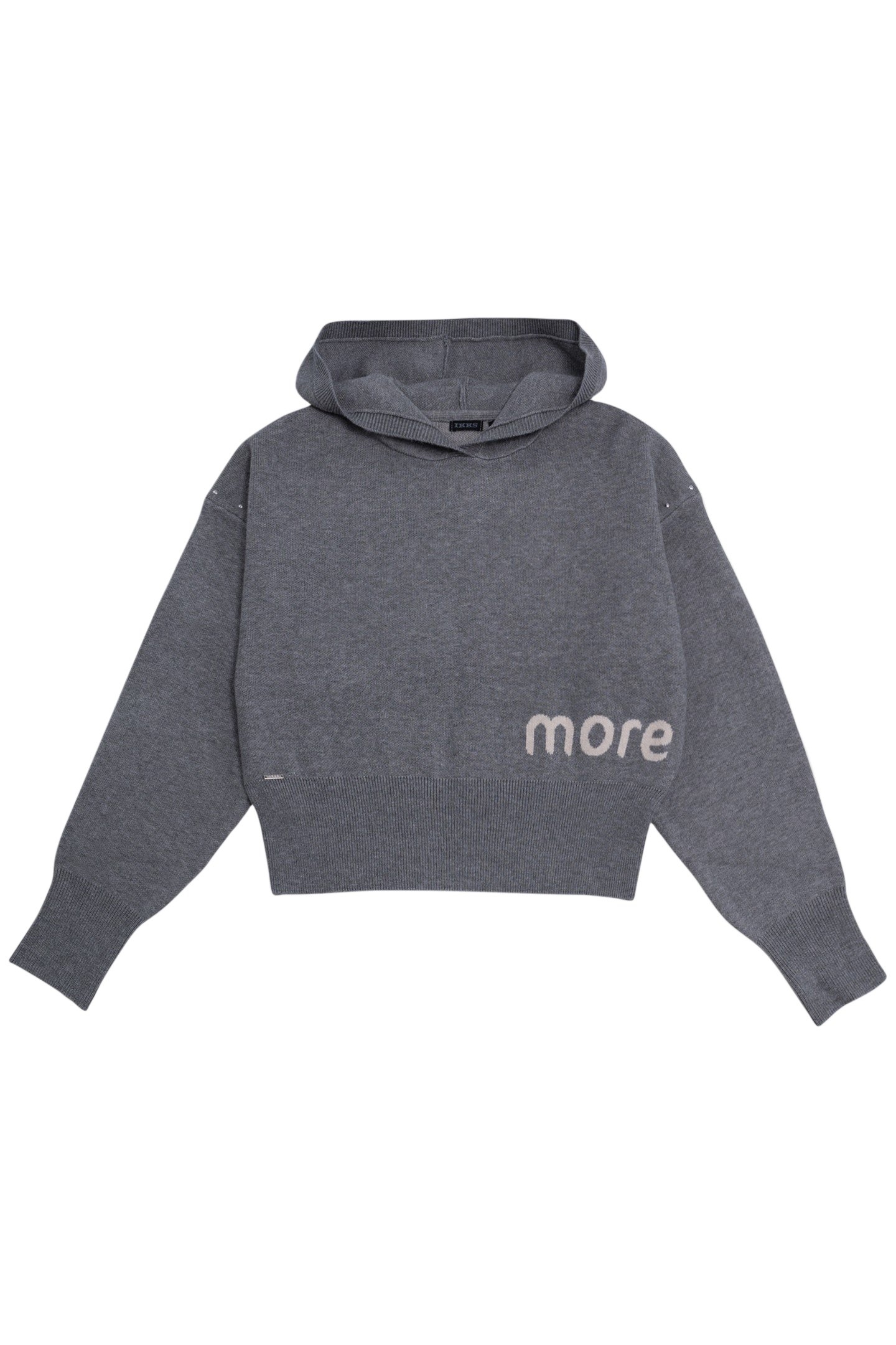 GIRL'S INTARSIA MESSAGE GREY KNITTED HOODIE 1