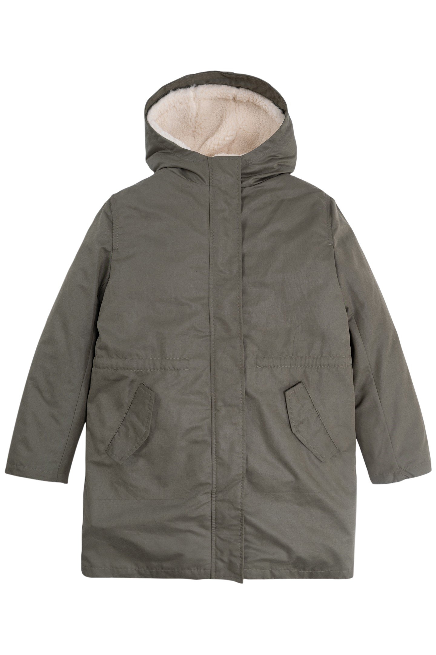GIRL'S 4-IN-1 KHAKI PARKA, REVERSIBLE PADDED JACKET, GILET 1
