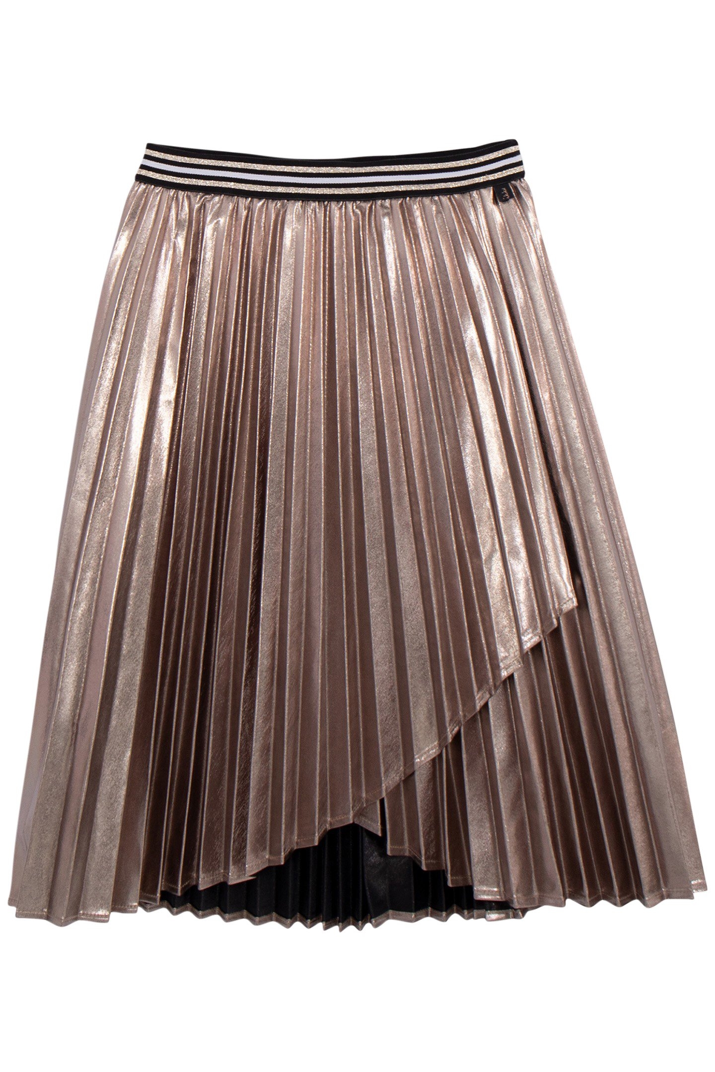 GIRL'S ASYMMETRICAL PLEATED GOLD MIDI SKIRT 1
