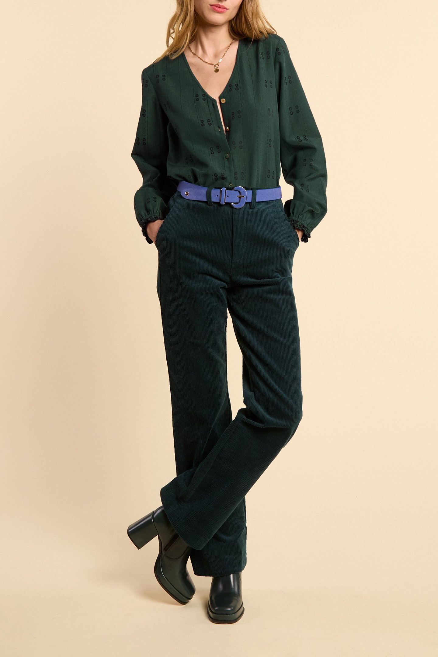 NIGHT GREEN EMBROIDERED BLOUSE 3