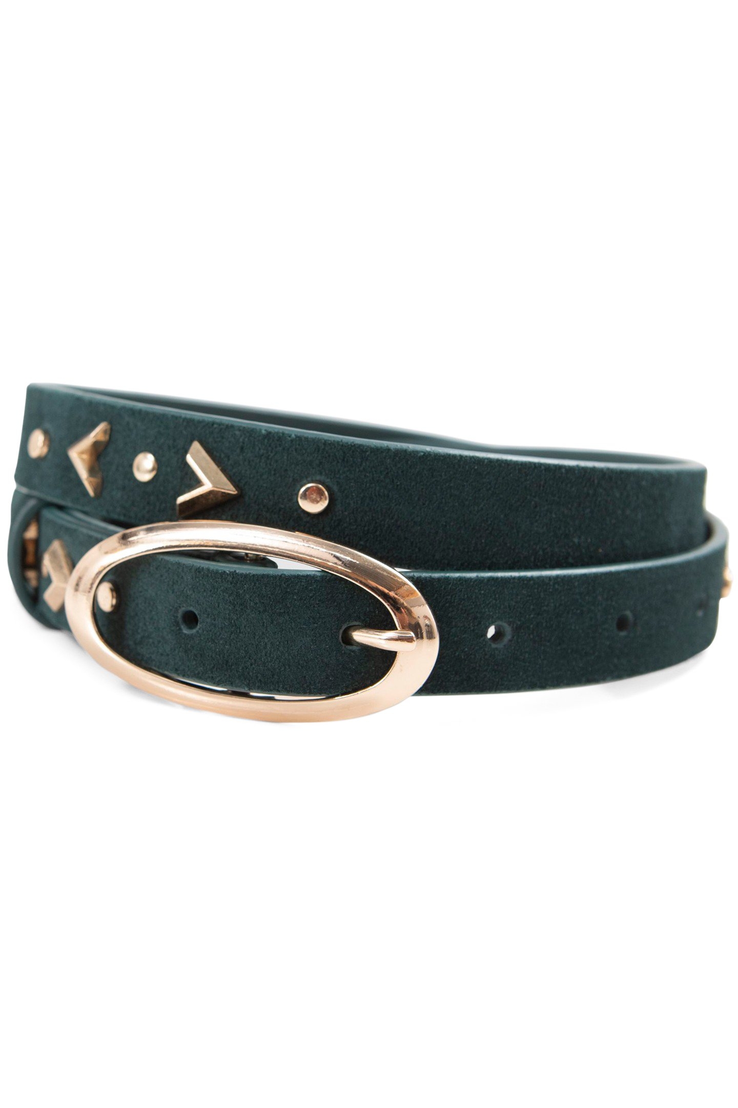 NIGHT GREEN STUDDED SUEDE BELT 3