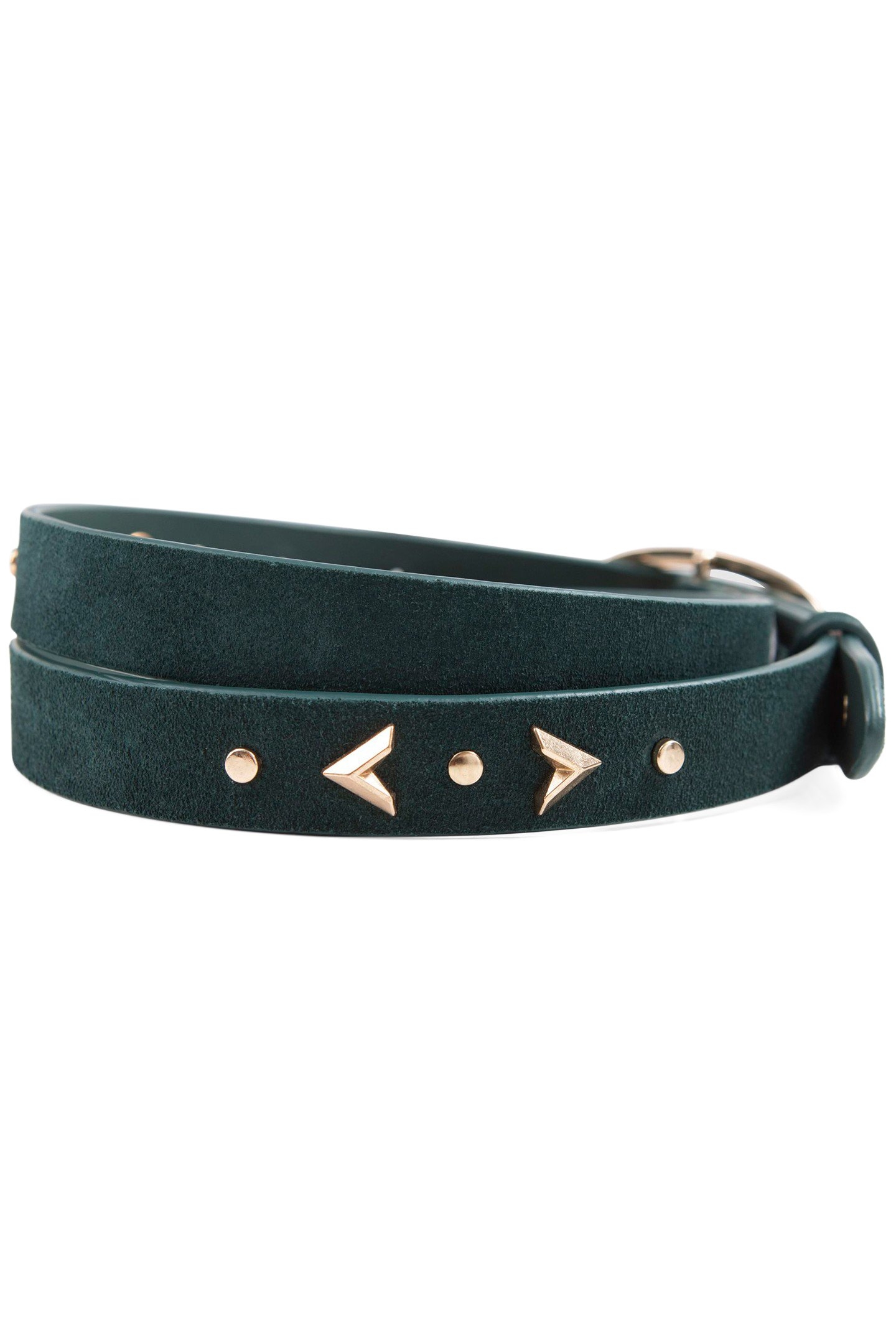 NIGHT GREEN STUDDED SUEDE BELT 4