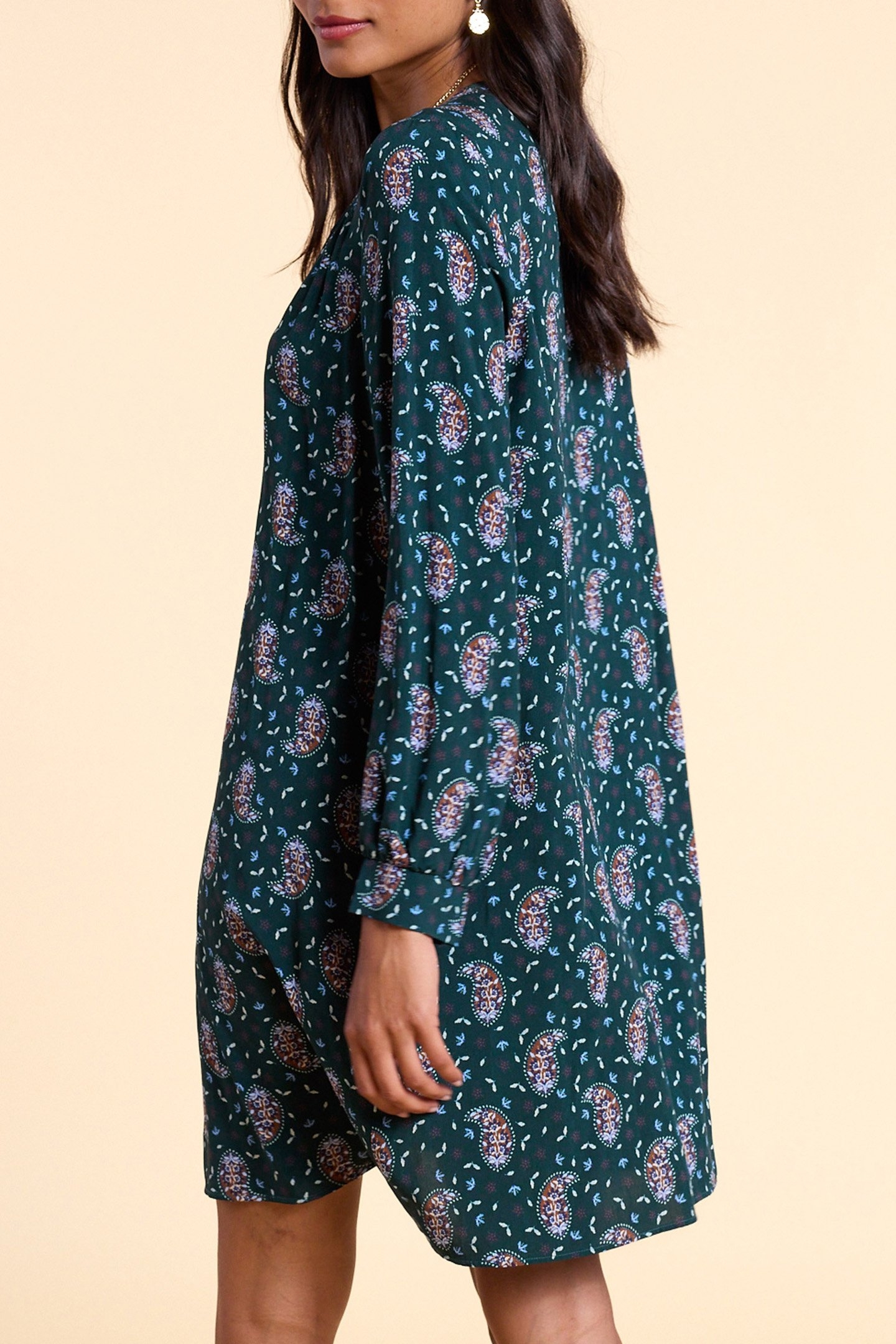 PAISLEY PRINT MIDNIGHT GREEN DRESS 4