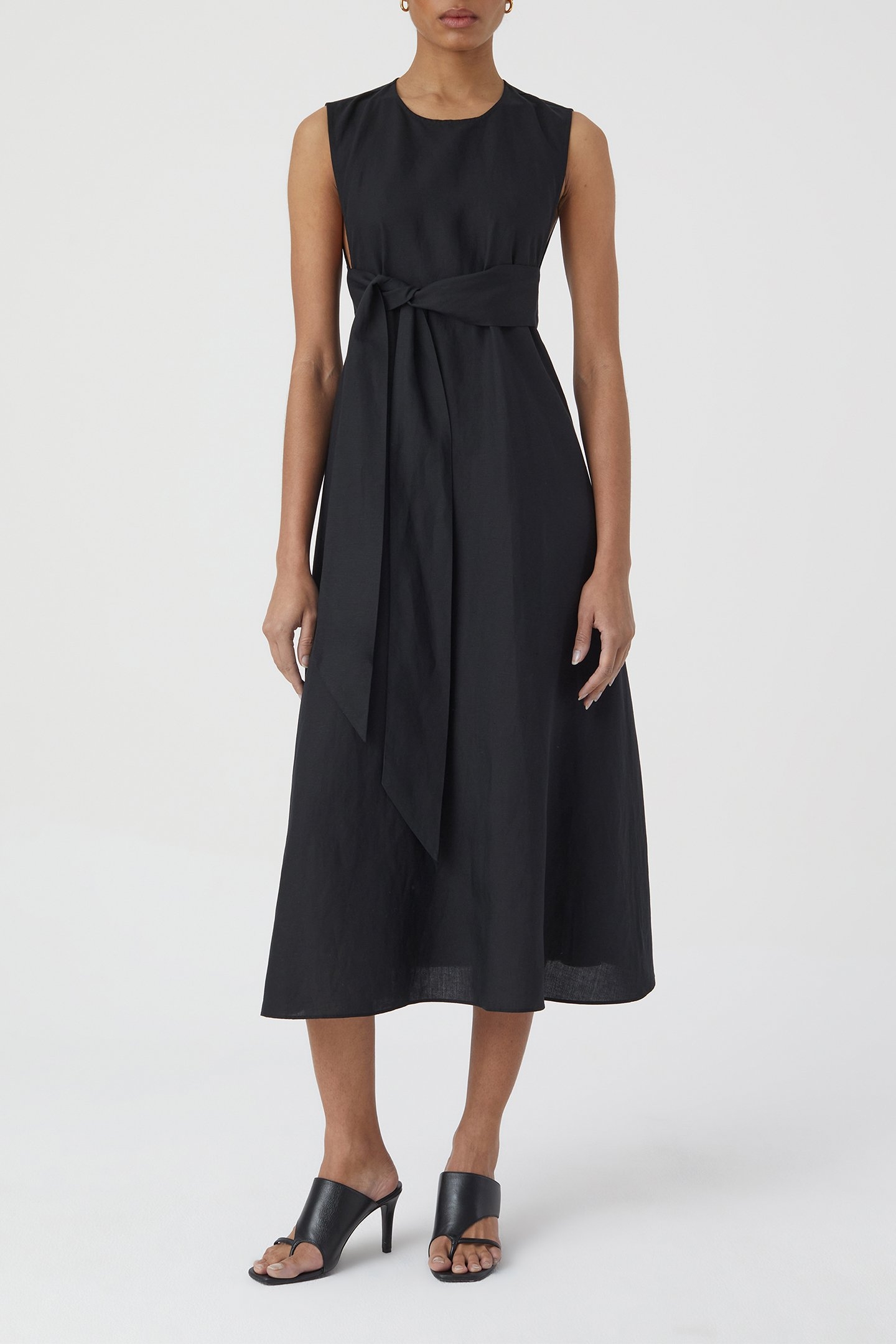 WAISTED BELT DRESS DRESSES BLACK 1