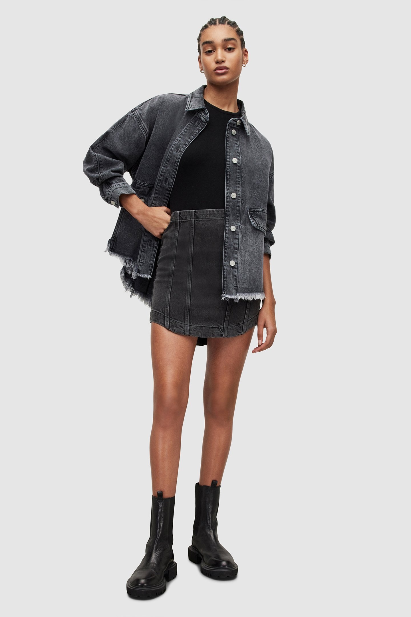 CHARLI MINI SKIRT WASHED BLACK 2