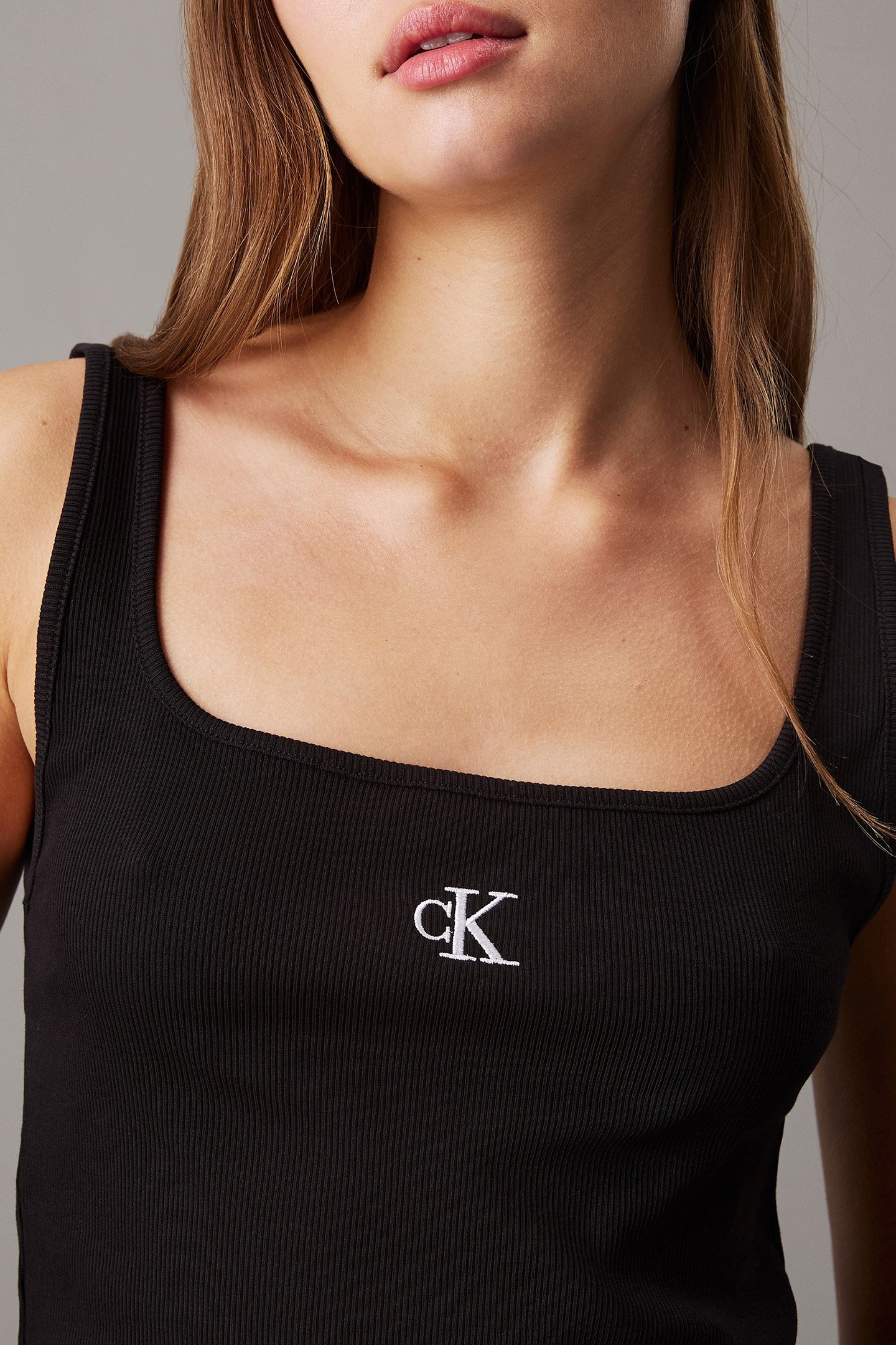 CK RIB TANK TOP SLIM FIT SLEEVELESS T-SHIRT BLACK 3
