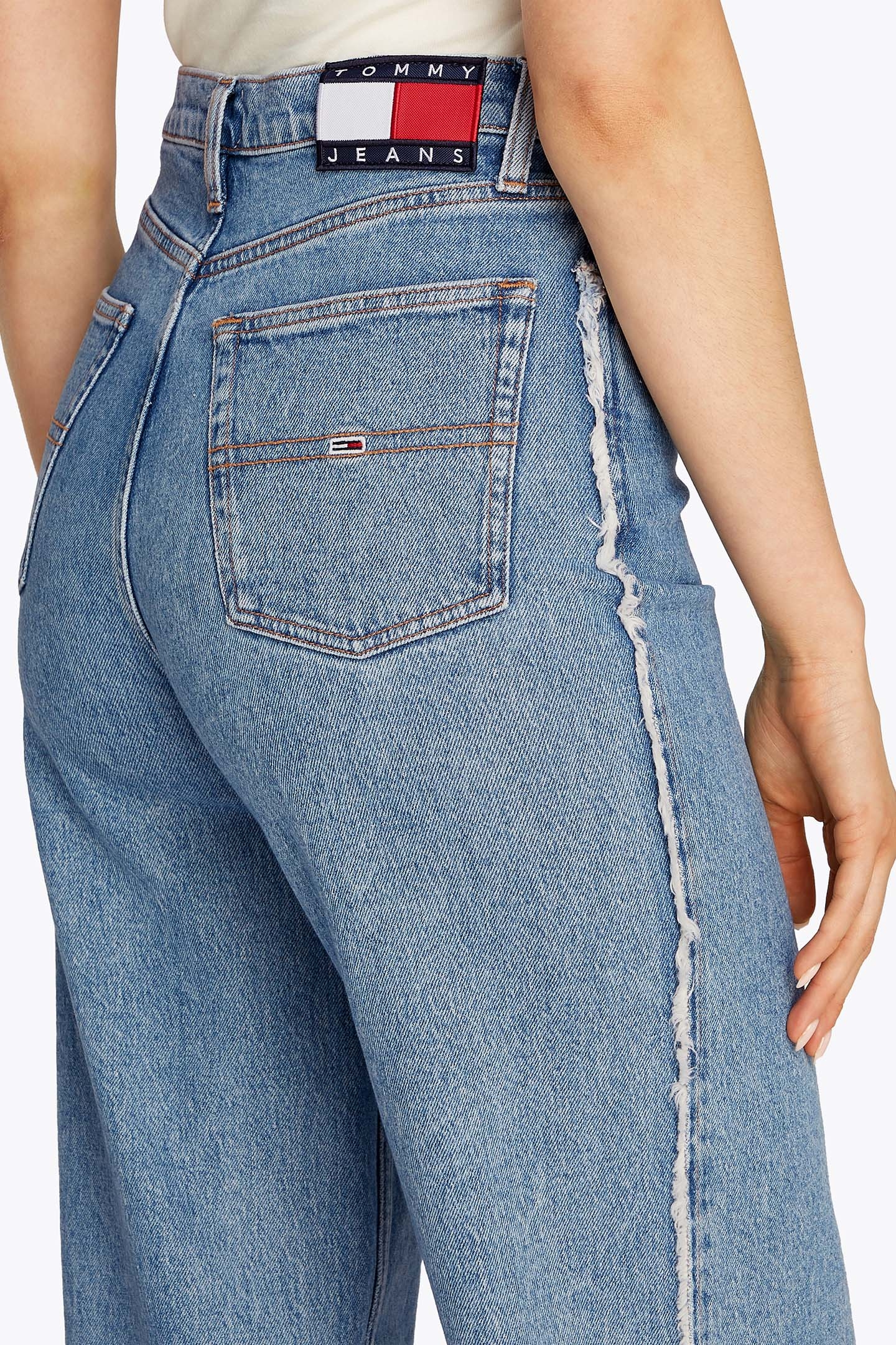 CLAIRE HR WD FRINGE DENIM LOOSE FIT JEANS LIGHT BLUE 6