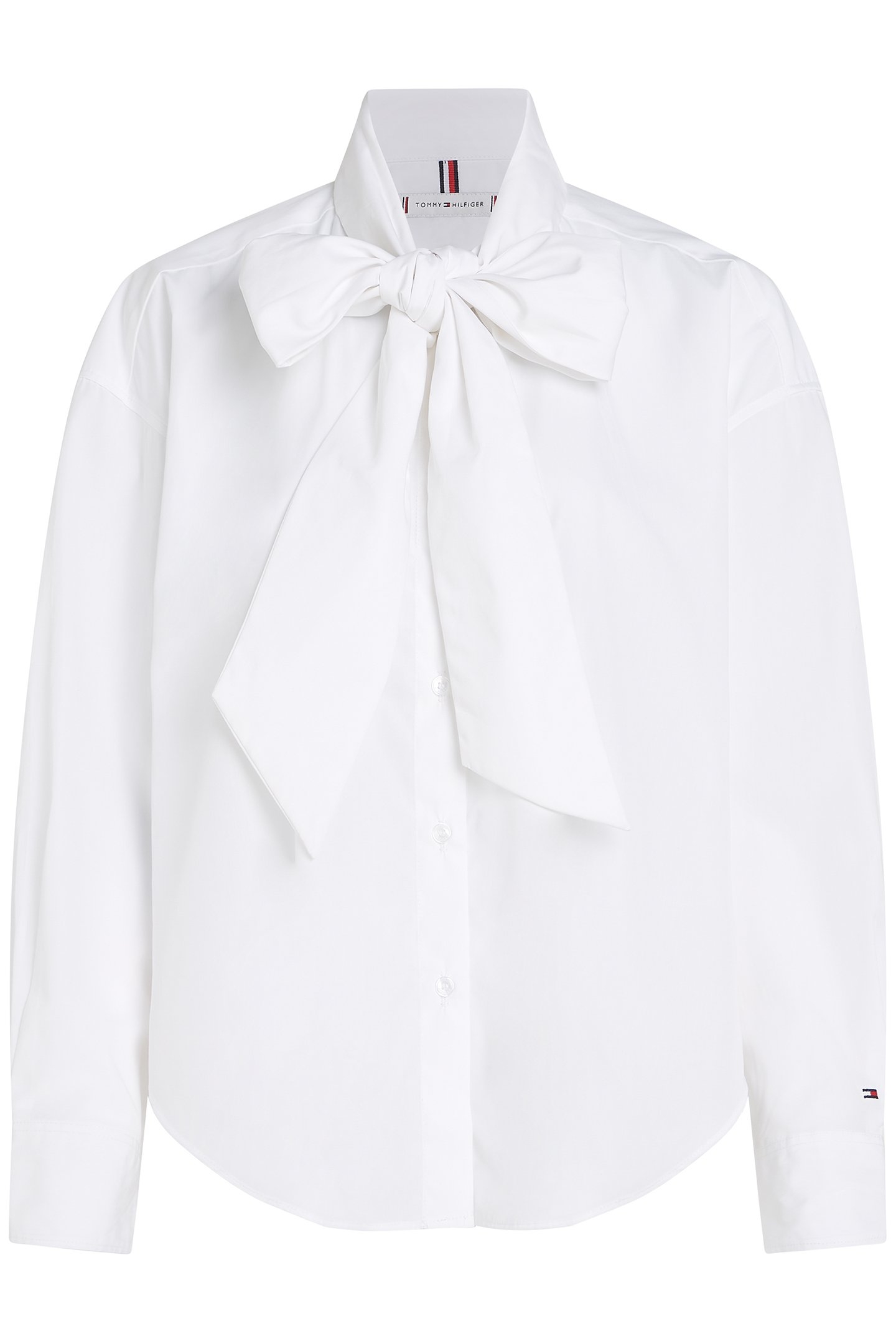 SOFT CO BOW COLLAR TH RELAXED FIT BLOUSE WHITE 4