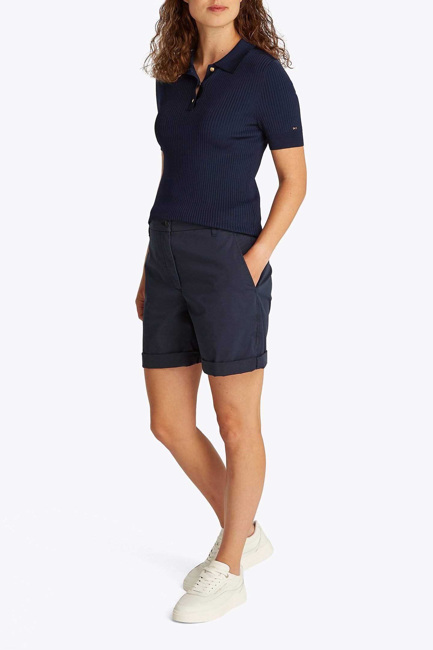 RIB BUTTON SLIM POLO DARK NIGHT NAVY 2