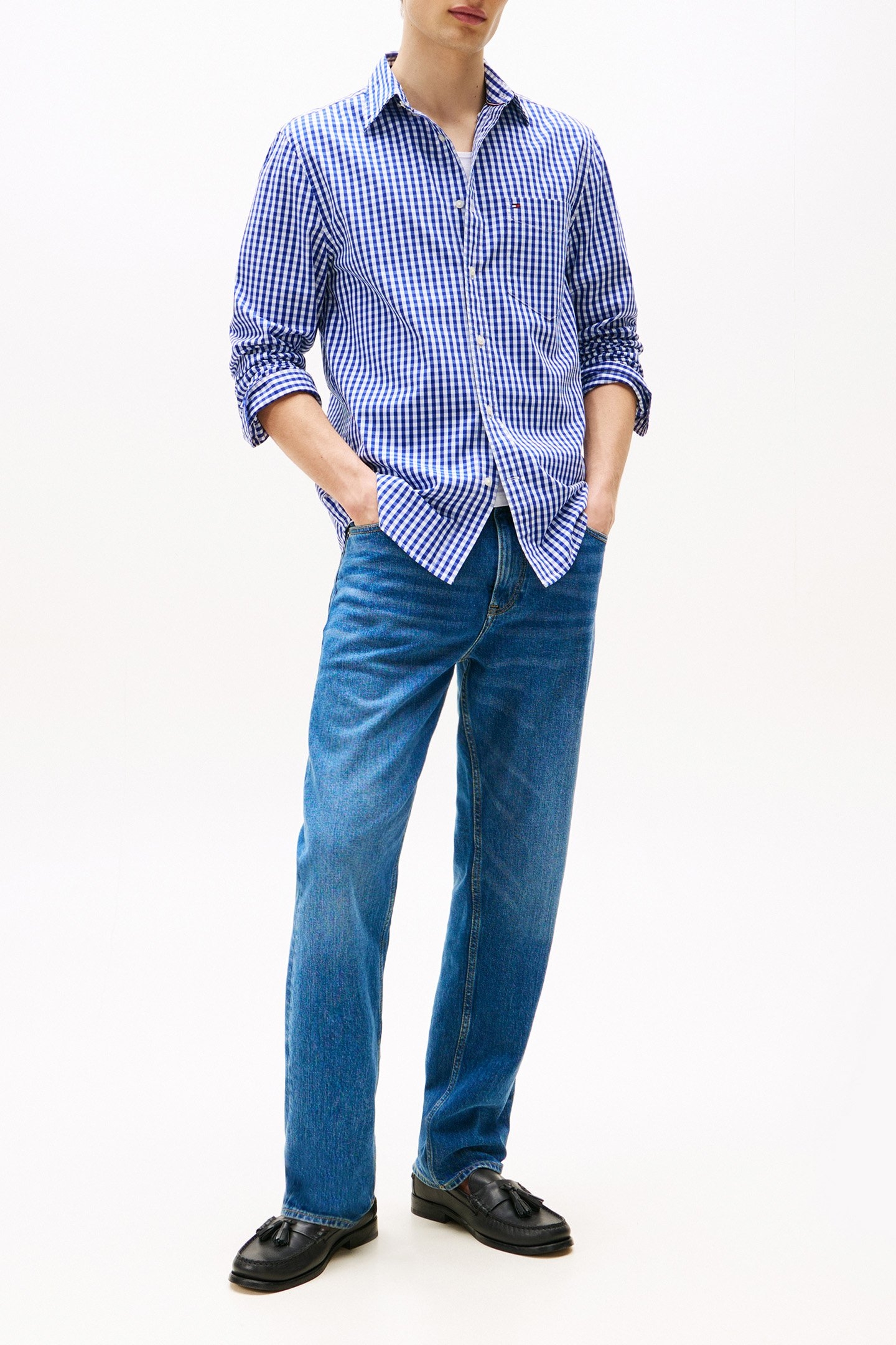 FLEX POPLIN GINGHAM LONG SLEEVE SHIRT REGULAR FIT BLUE 2