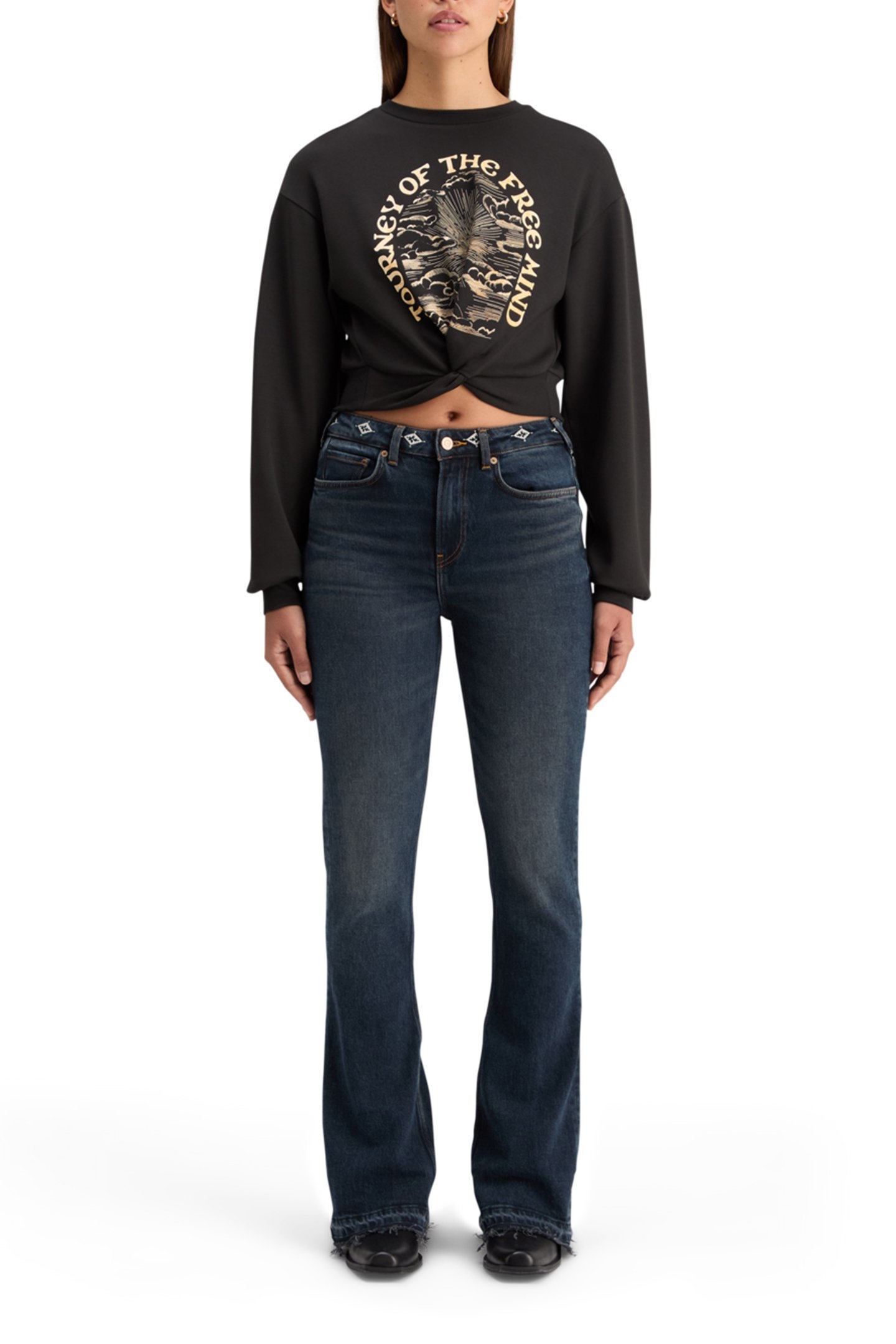 CHEST ARTWORK MODAL SWEATSHIRT WITH TWIST DETAIL EVENING BLA 3